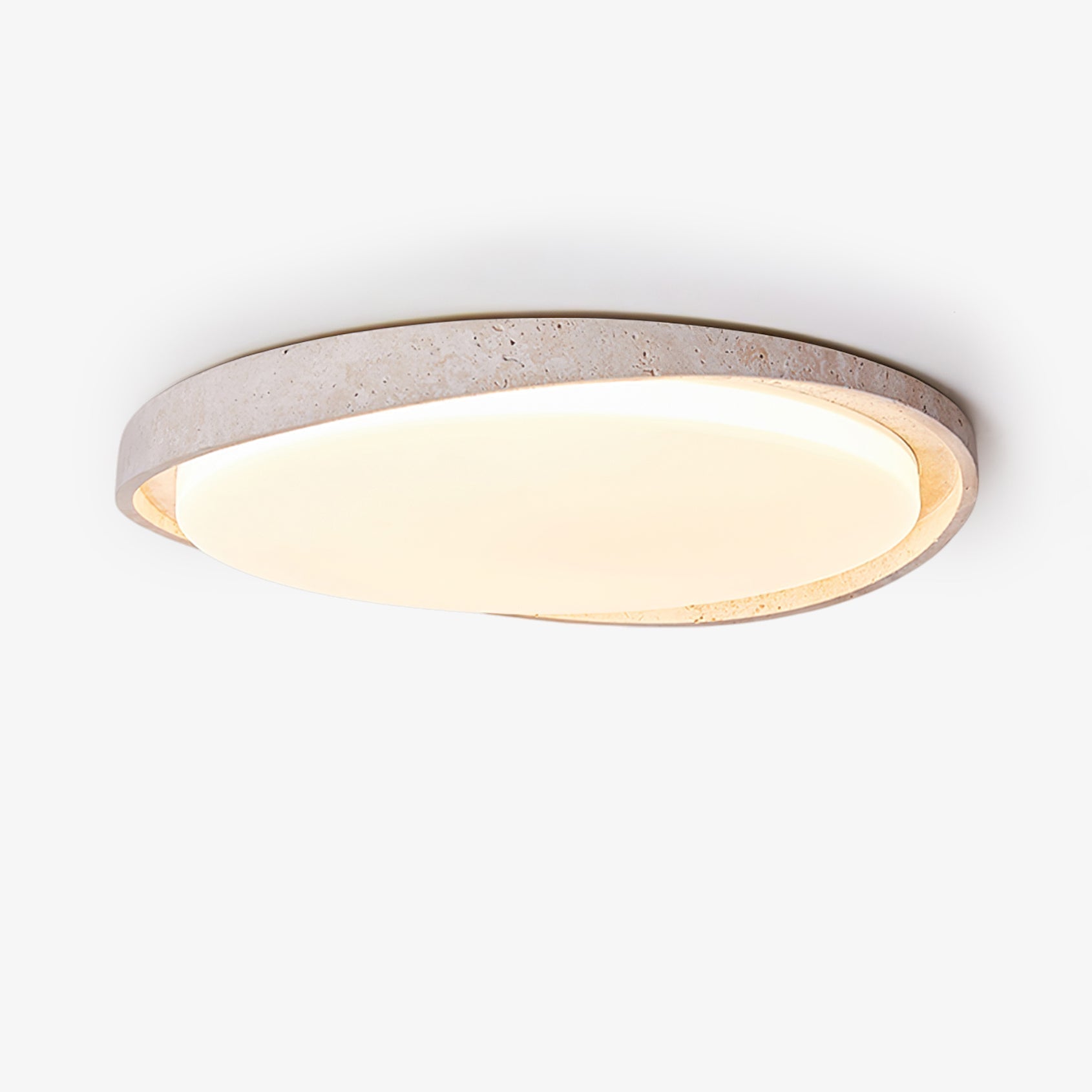 Vanoren Lampe Plafonnier à Cadre Ovale en Travertin - Neutralighting
