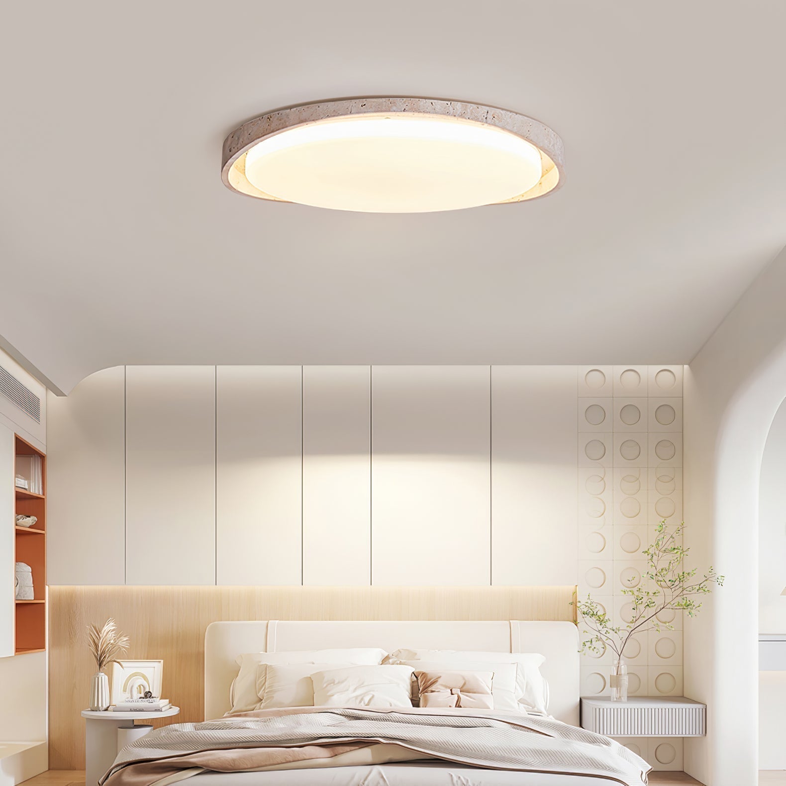 Vanoren Lampe Plafonnier à Cadre Ovale en Travertin - Neutralighting