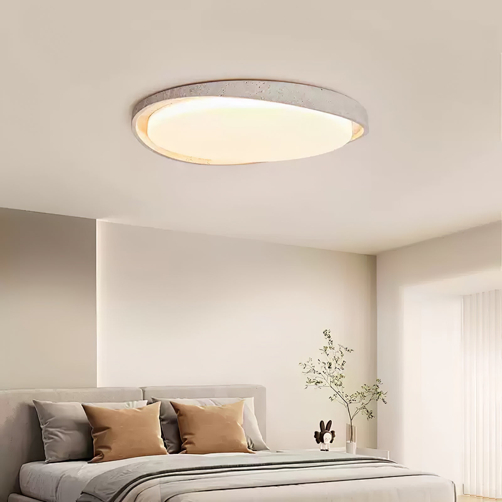 Vanoren Lampe Plafonnier à Cadre Ovale en Travertin - Neutralighting