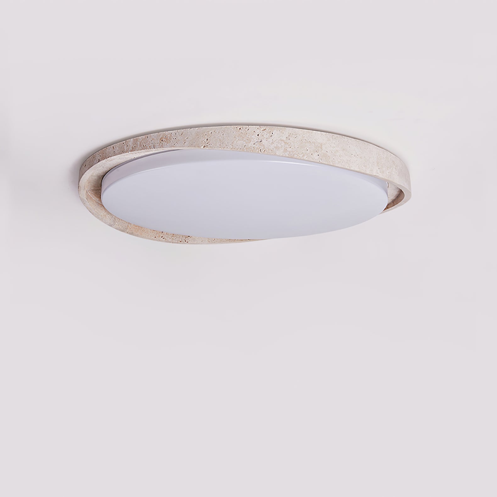 Vanoren Lampe Plafonnier à Cadre Ovale en Travertin - Neutralighting