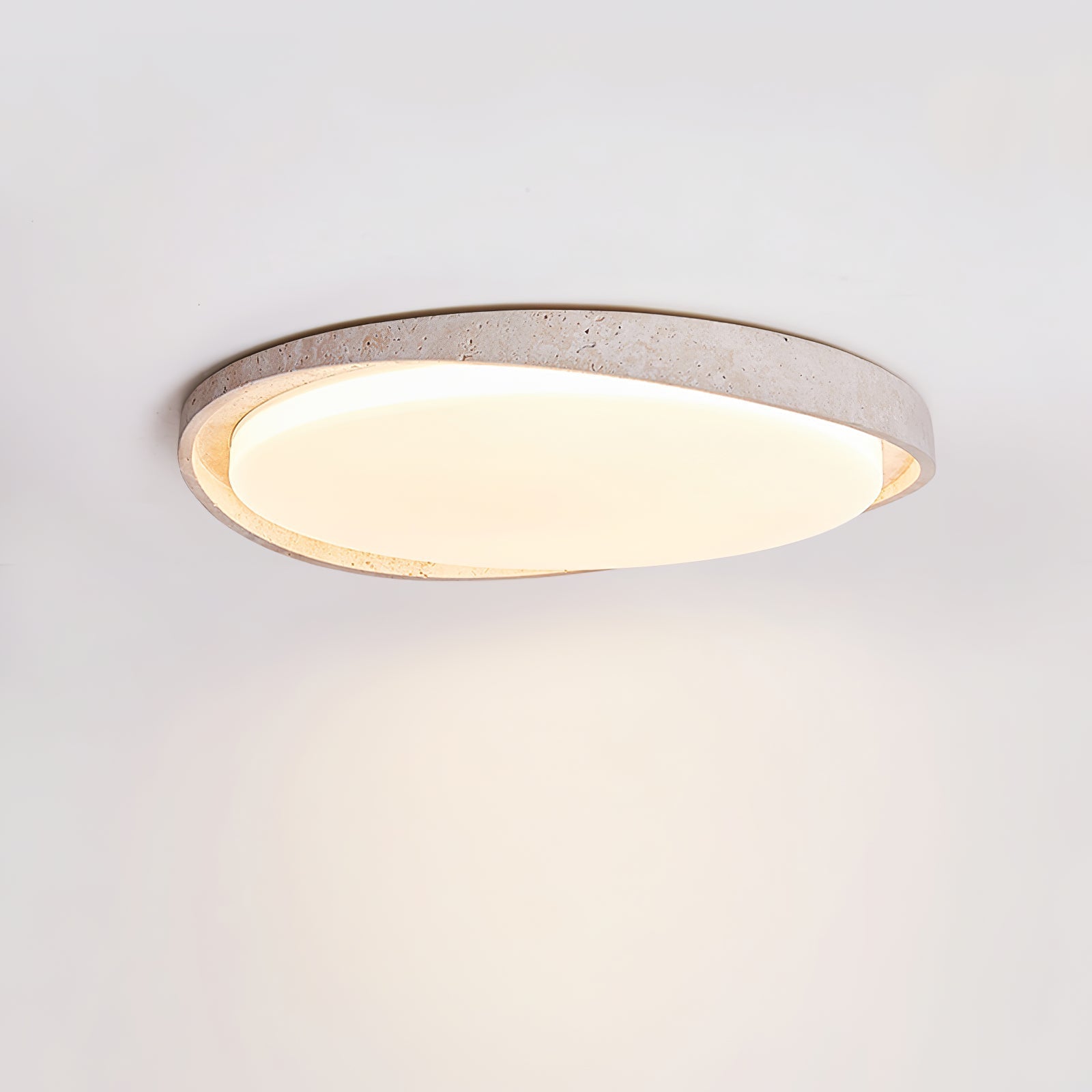 Vanoren Lampe Plafonnier à Cadre Ovale en Travertin - Neutralighting