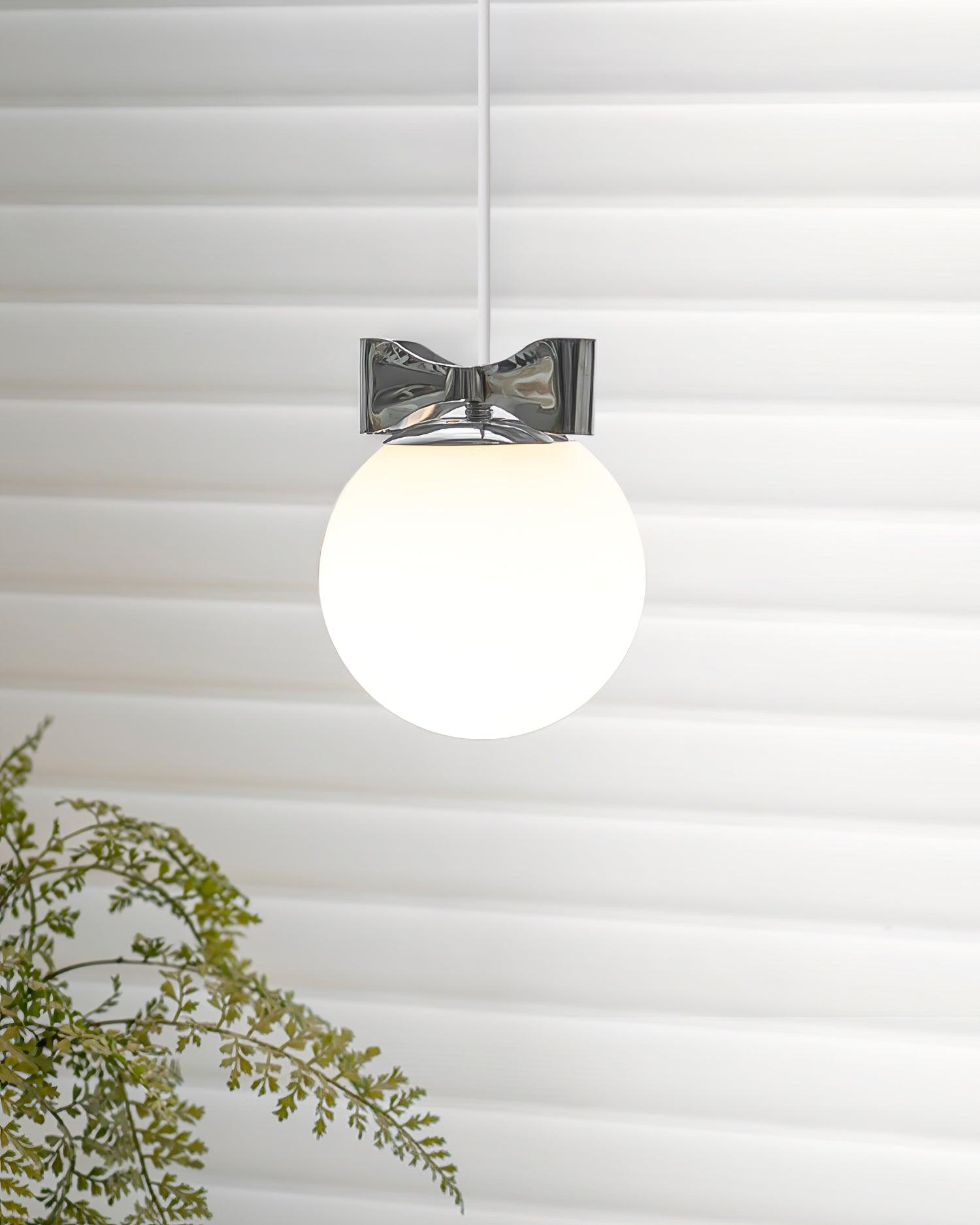 Luna Pendant Lamp Glass Globe Chrome Accent Minimalist - Letslighting