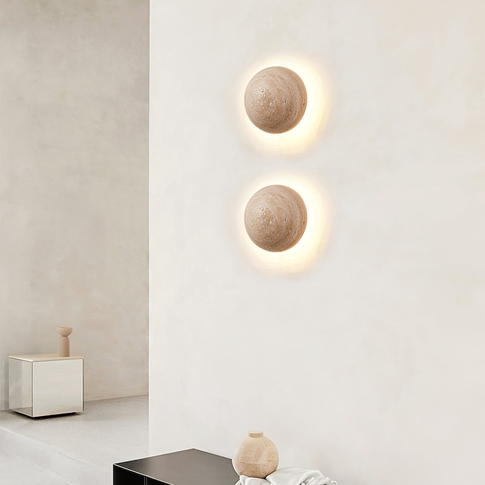 Nyvarion Applique Murale Minimaliste en Travertin - Neutralighting