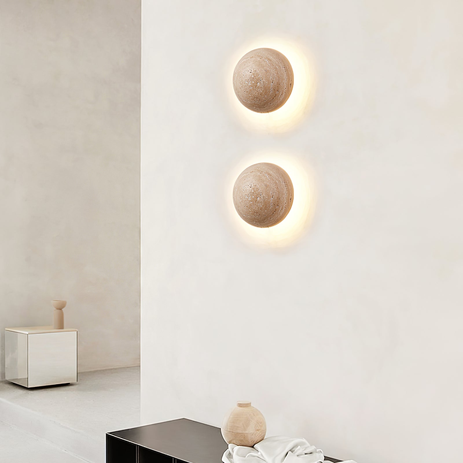 Nyvarion Applique Murale Minimaliste en Travertin - Neutralighting