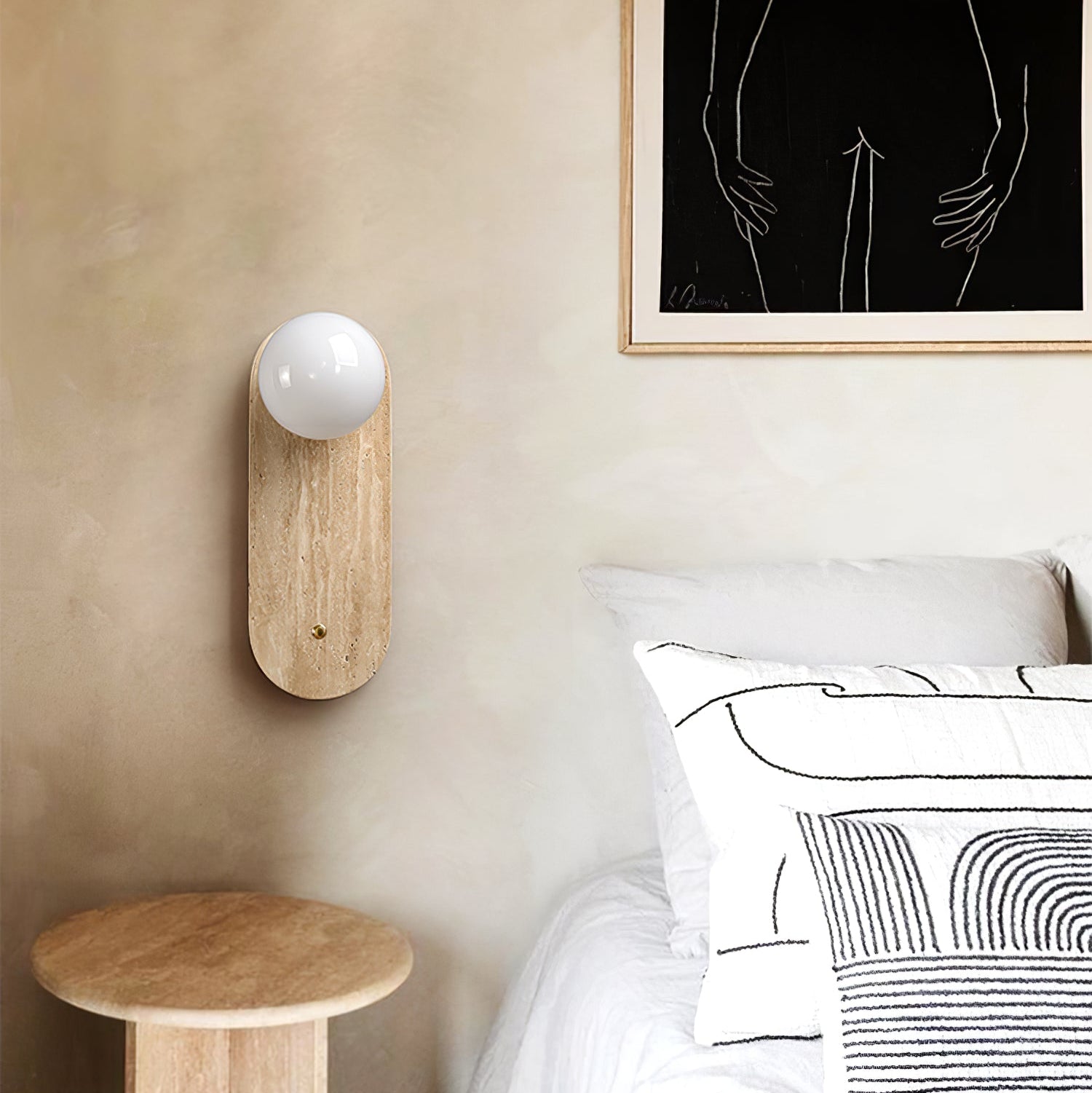 Syloryra Applique Murale Minimaliste en Travertin - Neutralighting
