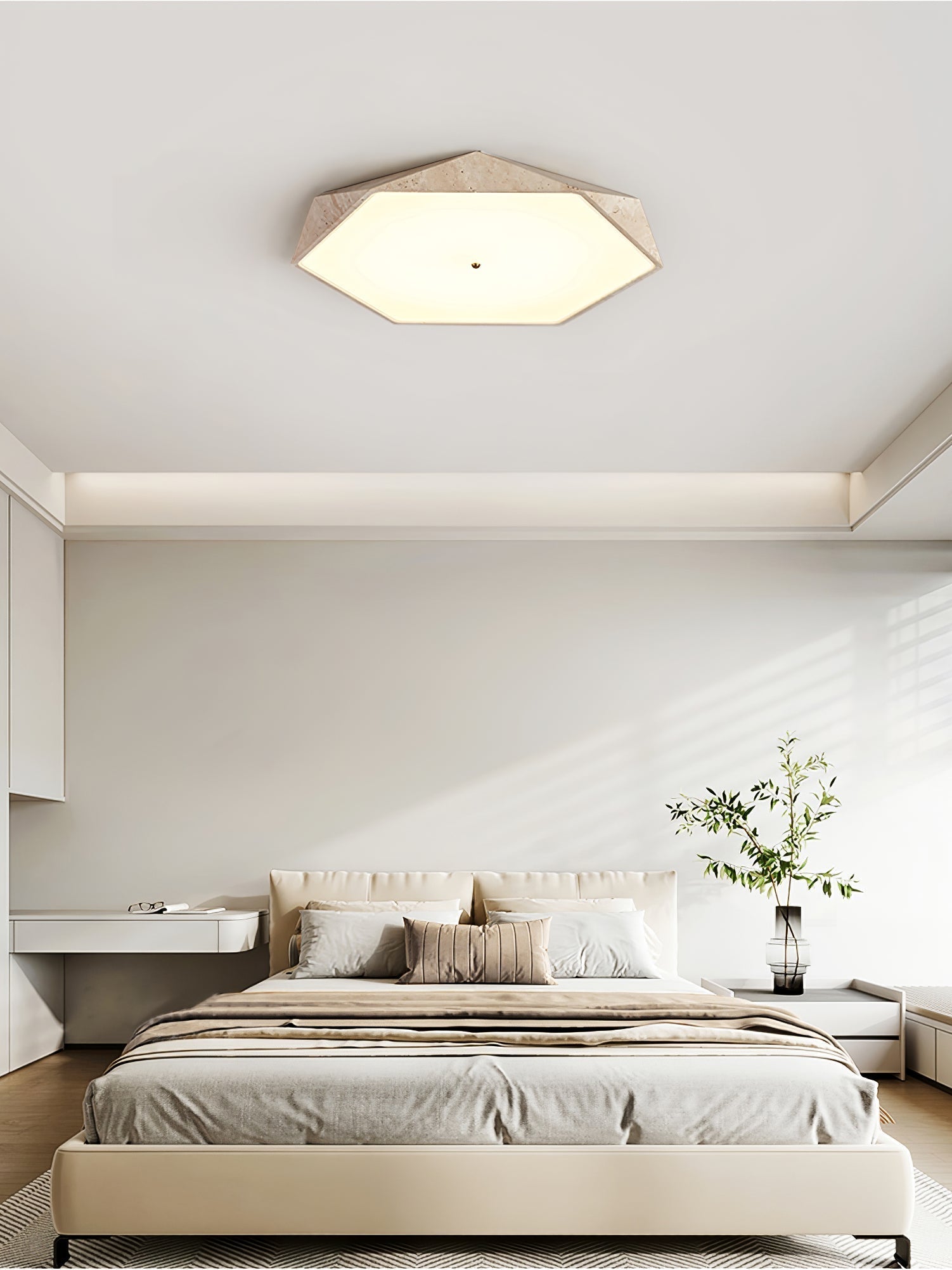 Hexagonal Lumière de Plafond Élégante en Travertin - Neutralighting