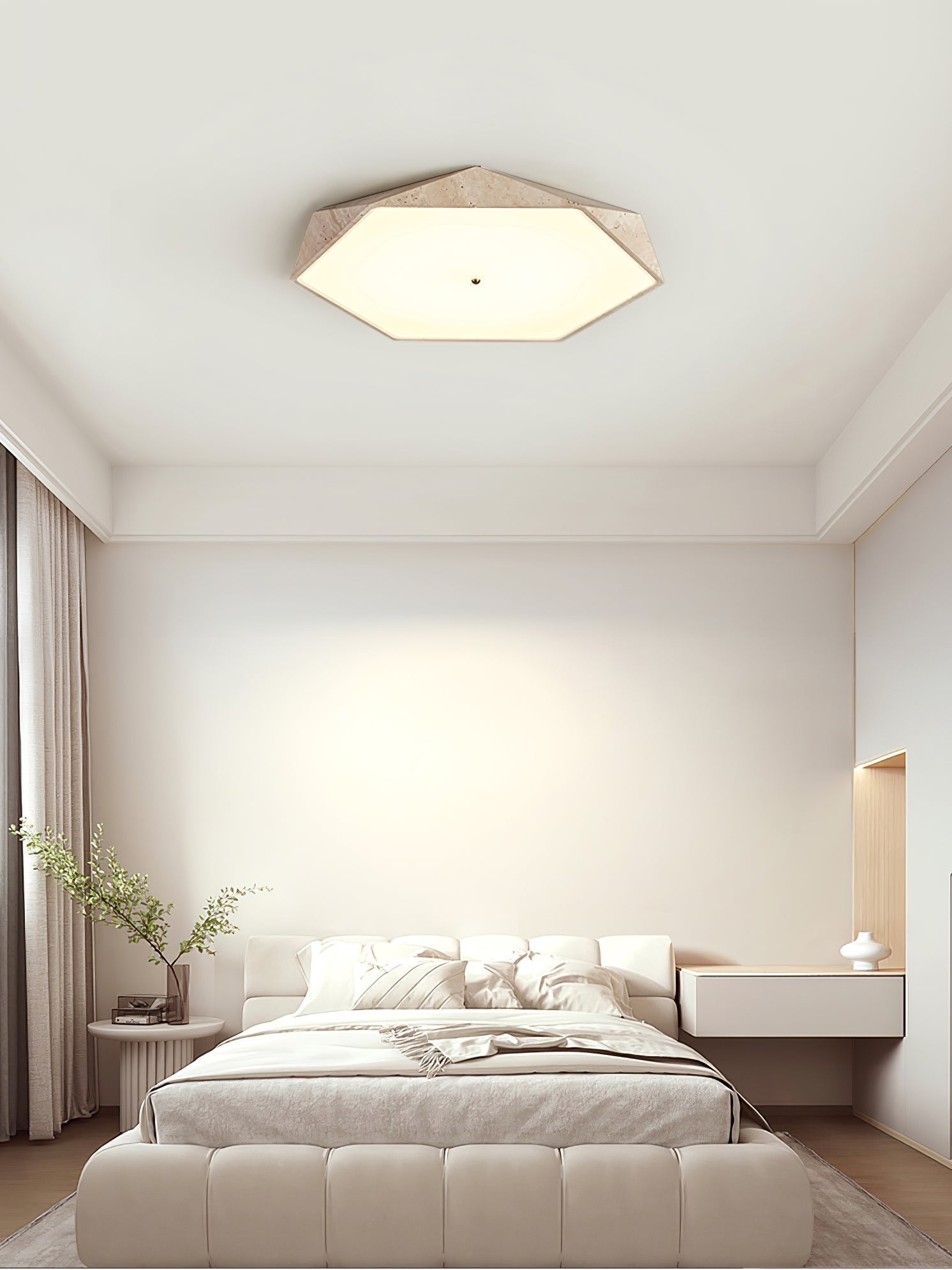 Hexagonal Lumière de Plafond Élégante en Travertin - Neutralighting