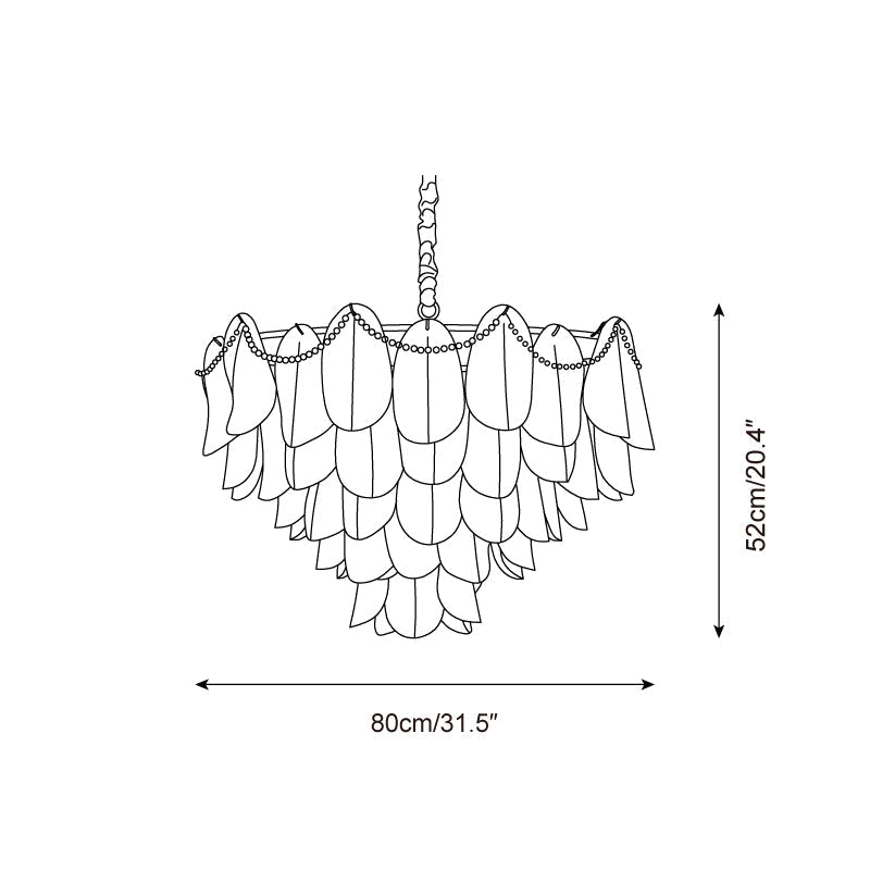 Lunaria Lustre Pétales en Verre avec Perles - Neutralighting