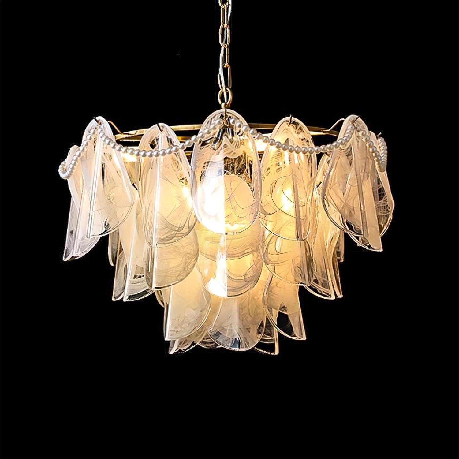 Lunaria Lustre Pétales en Verre avec Perles - Neutralighting