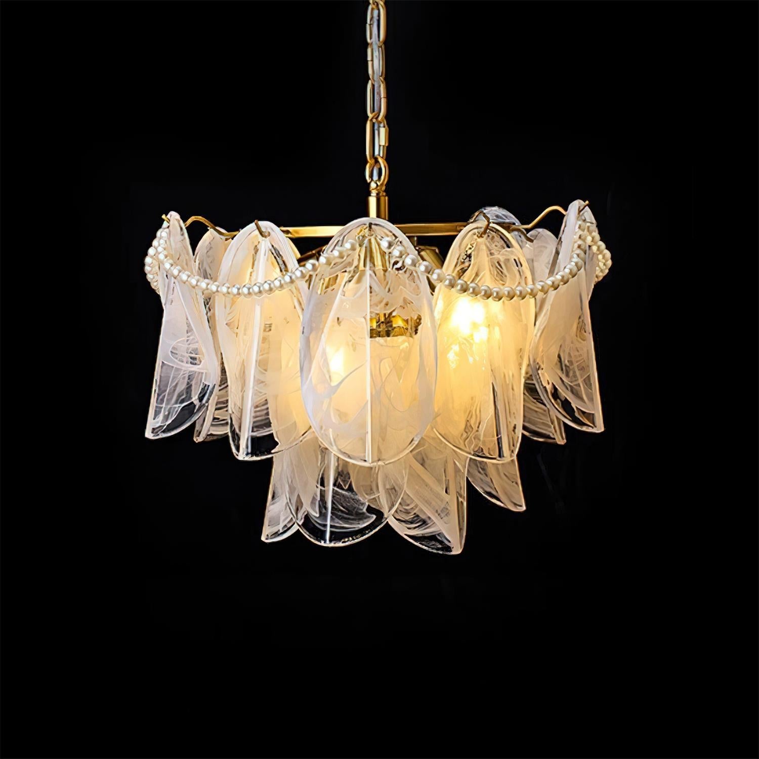 Lunaria Lustre Pétales en Verre avec Perles - Neutralighting