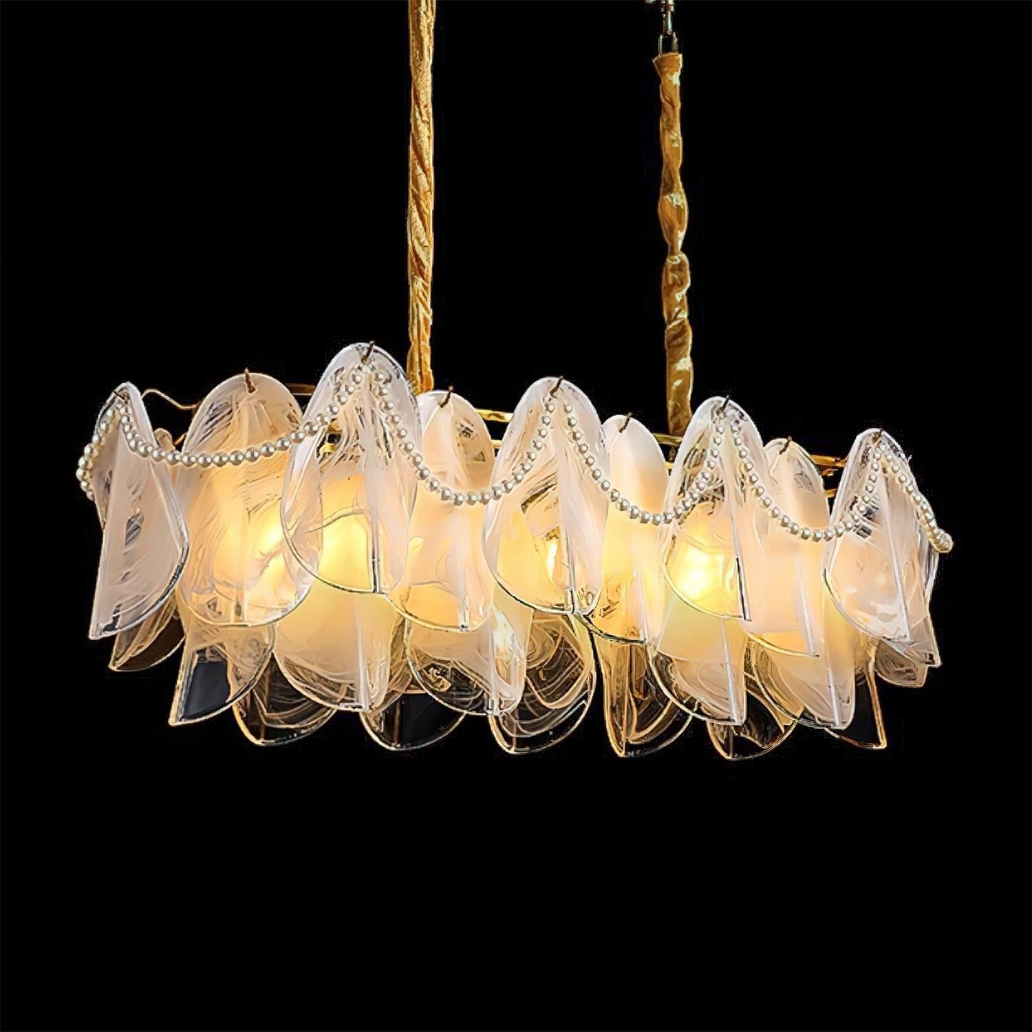 Lunaria Lustre Pétales en Verre avec Perles - Neutralighting
