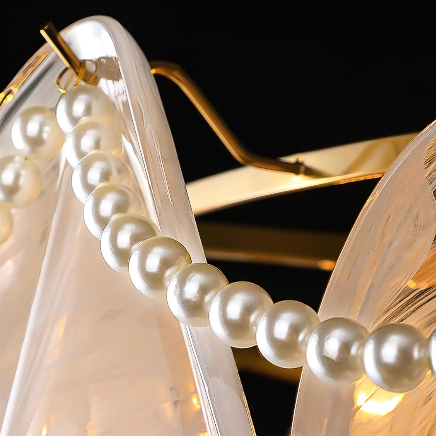 Lunaria Lustre Pétales en Verre avec Perles - Neutralighting