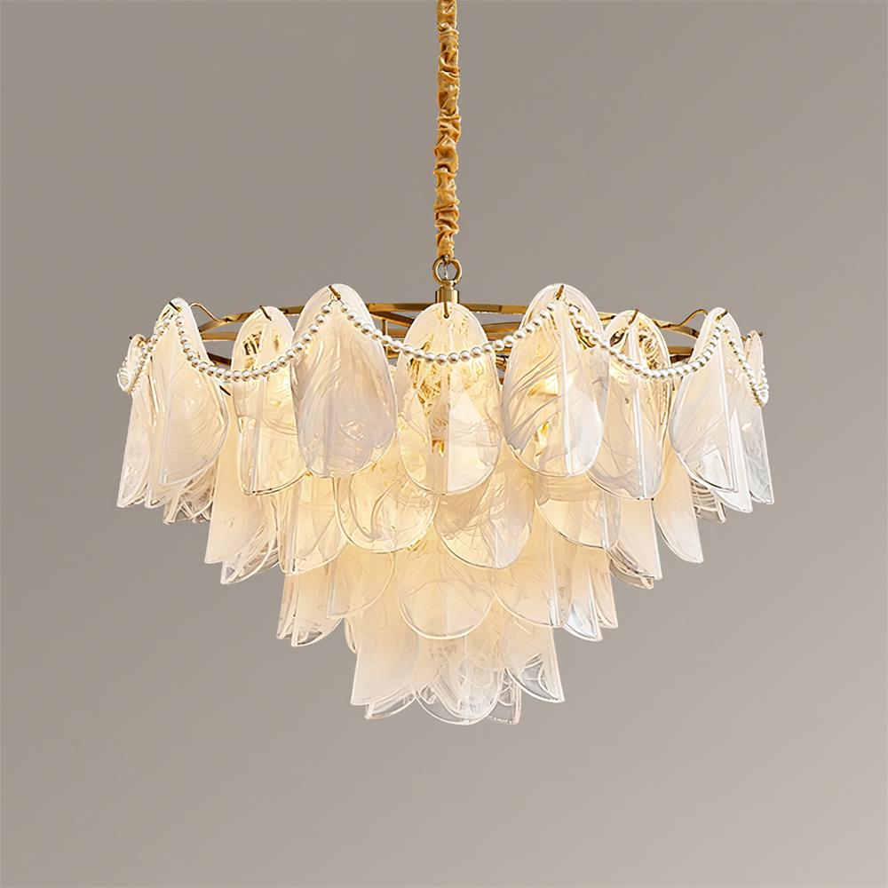 Lunaria Lustre Pétales en Verre avec Perles - Neutralighting