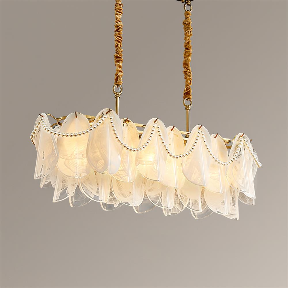 Lunaria Lustre Pétales en Verre avec Perles - Neutralighting