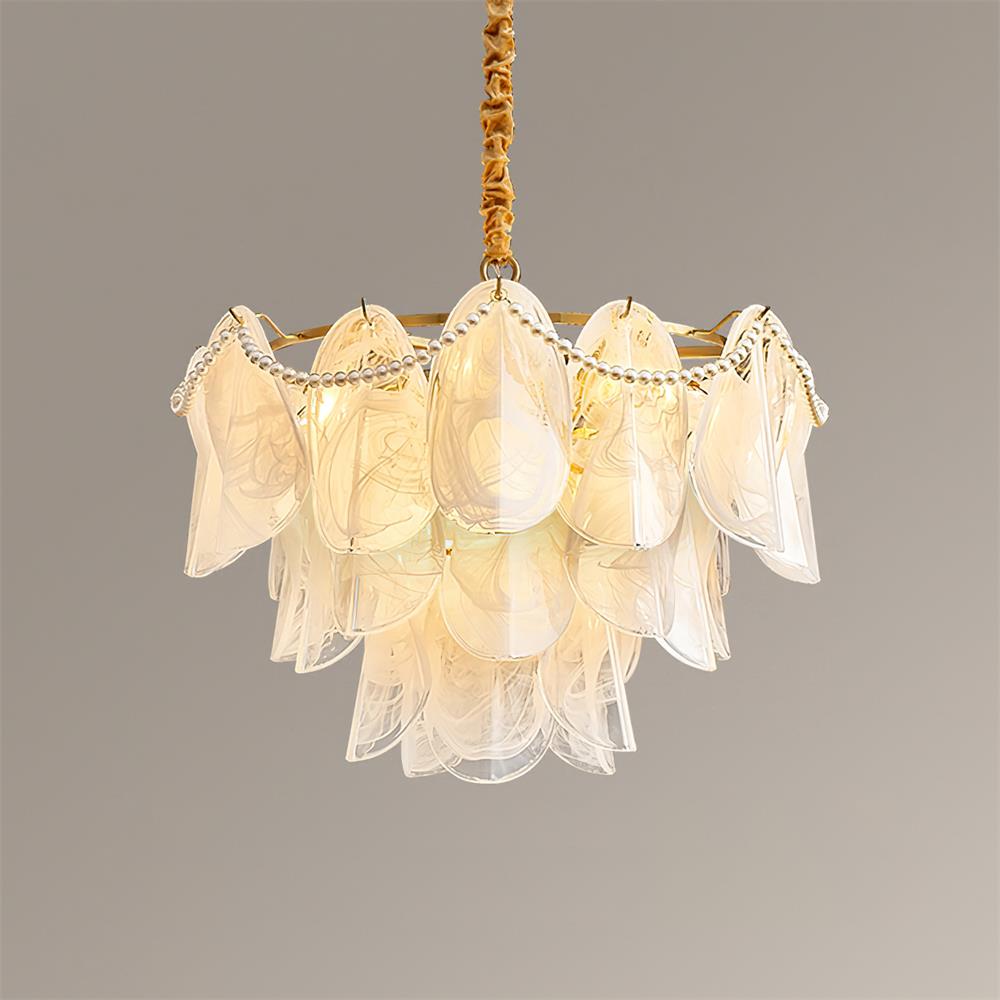 Lunaria Lustre Pétales en Verre avec Perles - Neutralighting