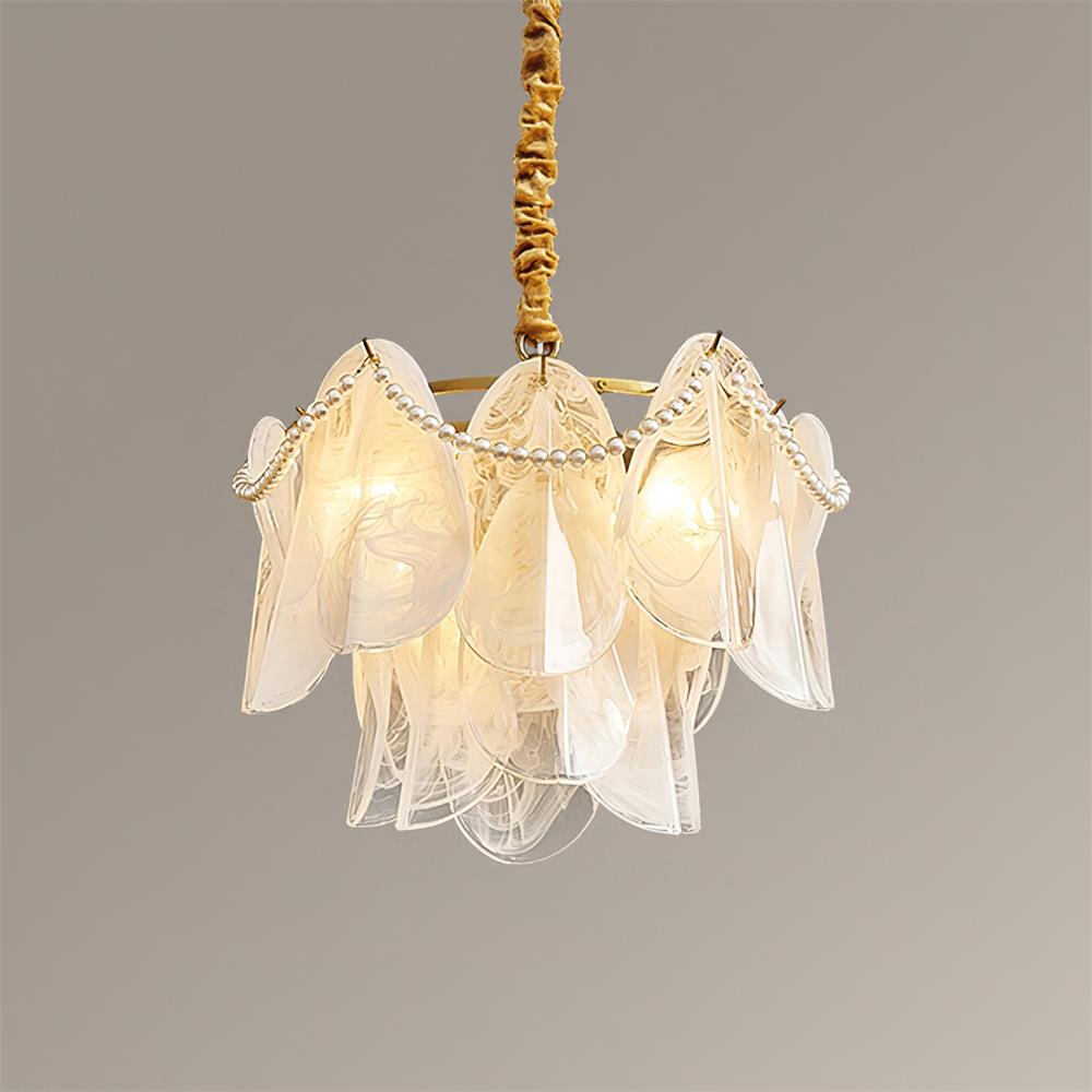 Lunaria Lustre Pétales en Verre avec Perles - Neutralighting