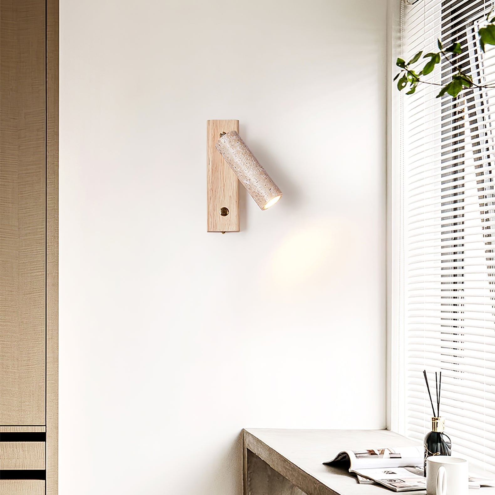 Ornoria Applique Murale Cylindrique en Travertin - Neutralighting