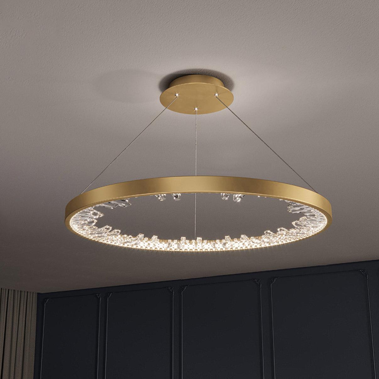Lustra Chandelier Cercle Cristal Anneau Doré Élégant - Neutralighting