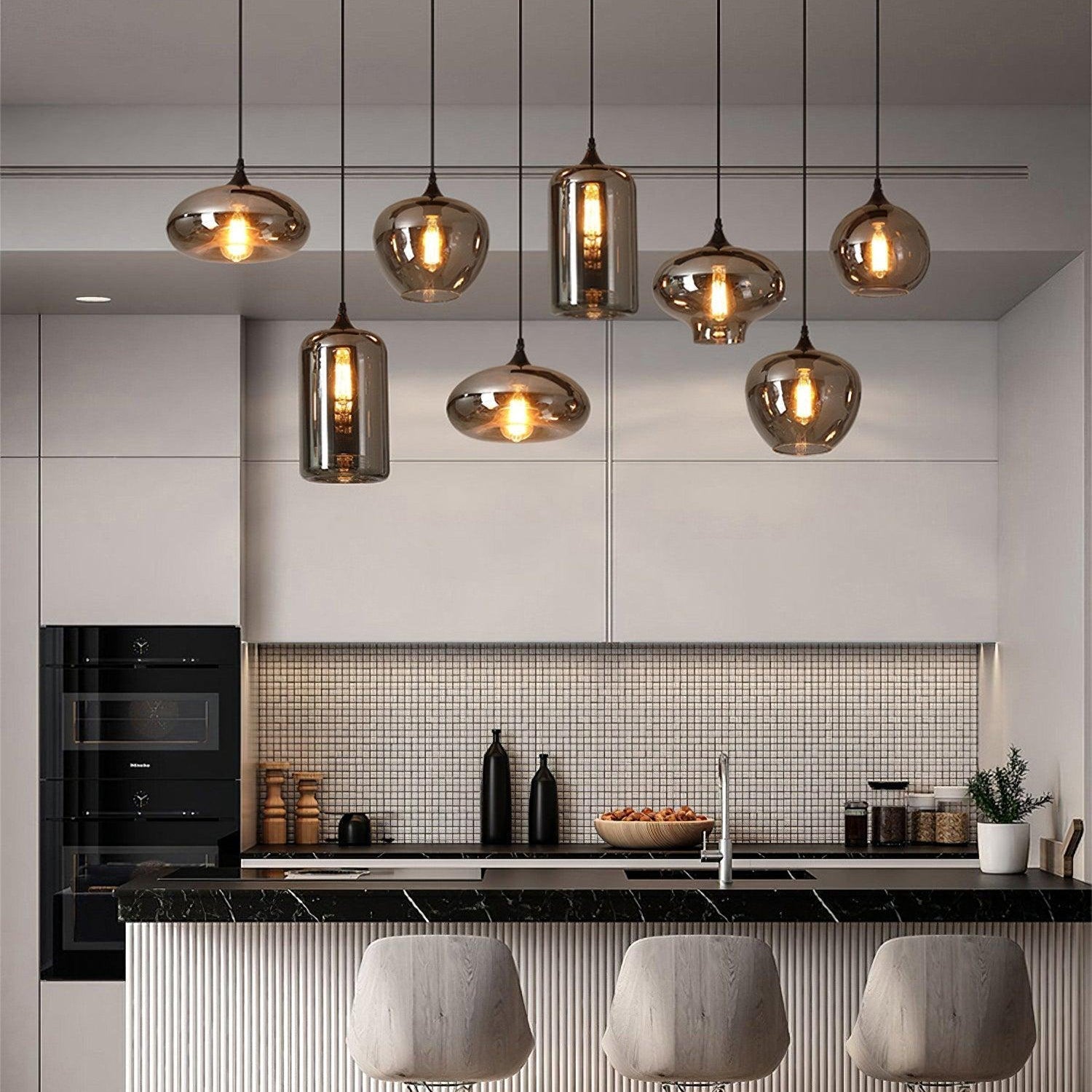 June Suspension Luminaire Industriel Verre Gris Fumé - Neutralighting