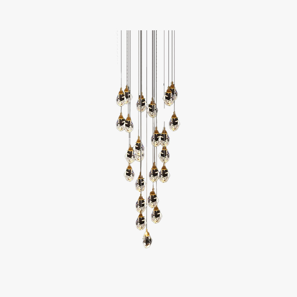 Kristy Luminaire Or Suspension Verre/Métal Pierres Chambre/Salon - Neutralighting