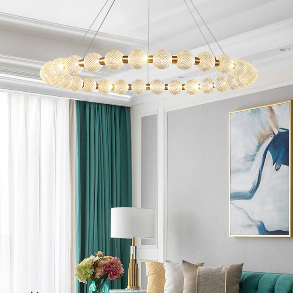 Valentina Suspenison Anneau Suède, Métal/Acrylique, Doré, Salle à Manger/Salon - Neutralighting