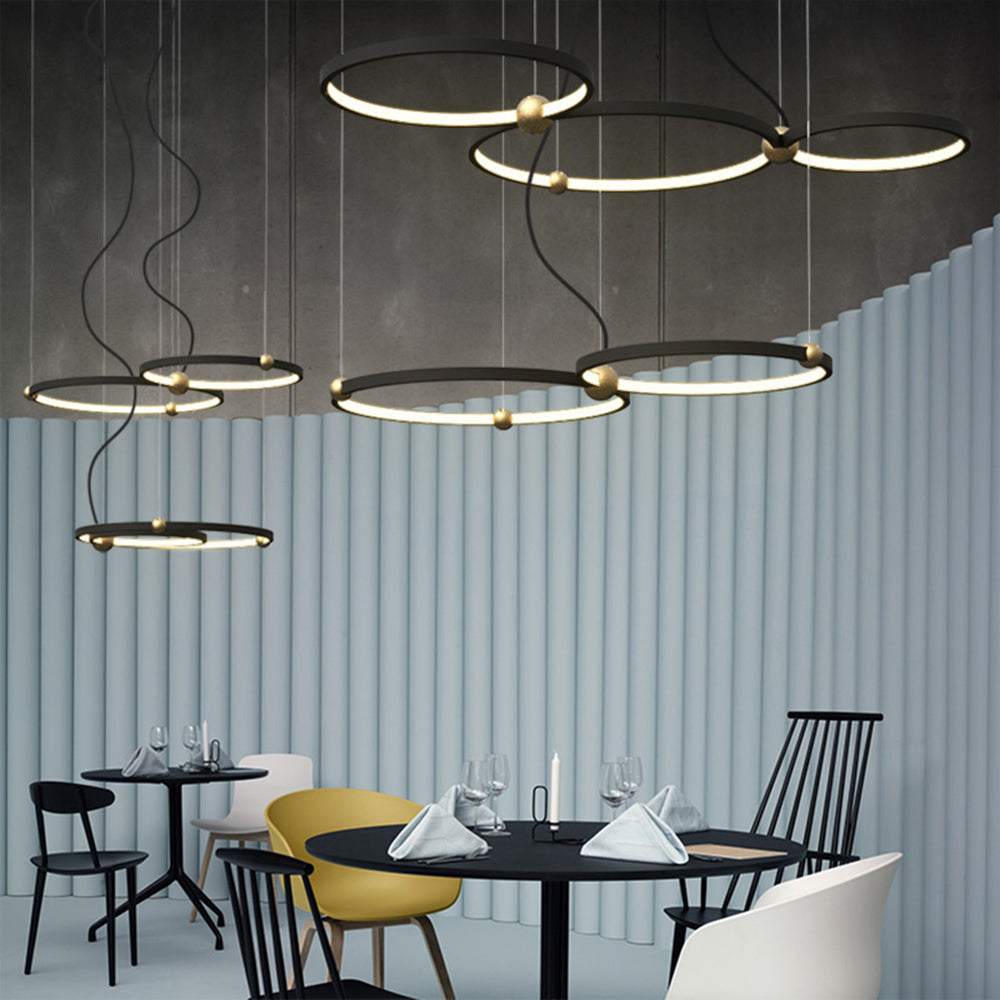 Arisha Suspension Anneau Moderne, Métal/Acrylique, Noir, Salon/Salle à Manger - Neutralighting