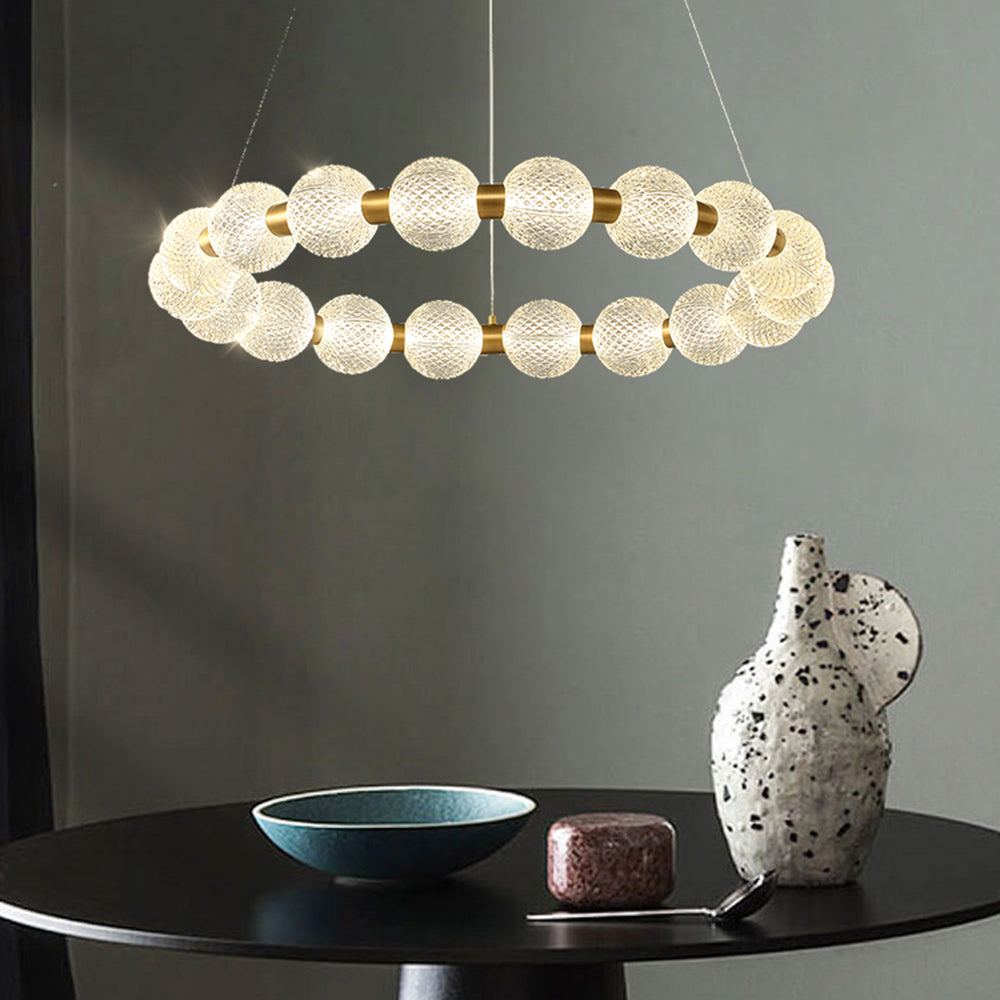Valentina Suspenison Anneau Suède, Métal/Acrylique, Doré, Salle à Manger/Salon - Neutralighting