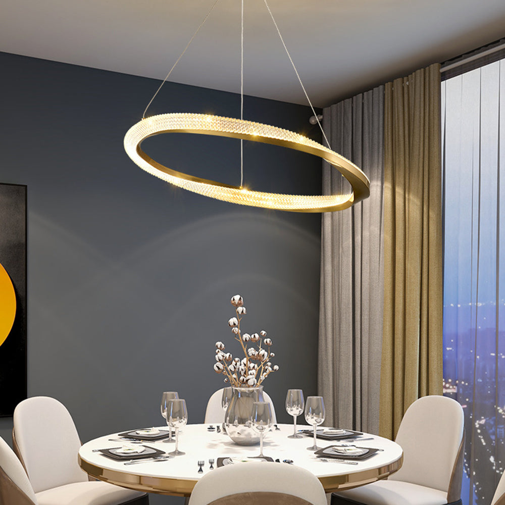 Arisha Suspension Anneau Moderne, Métal/Acrylique, Or/Argent, Salon/Chambre à Coucher - Neutralighting