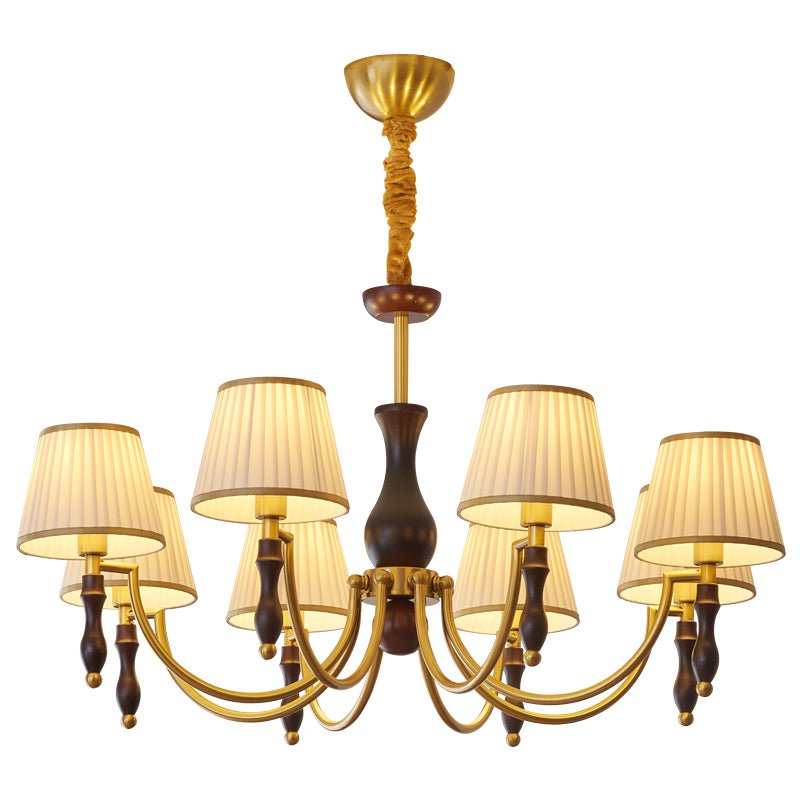 Lustra Chandelier Abat-jours Floraux et Noyer - Neutralighting