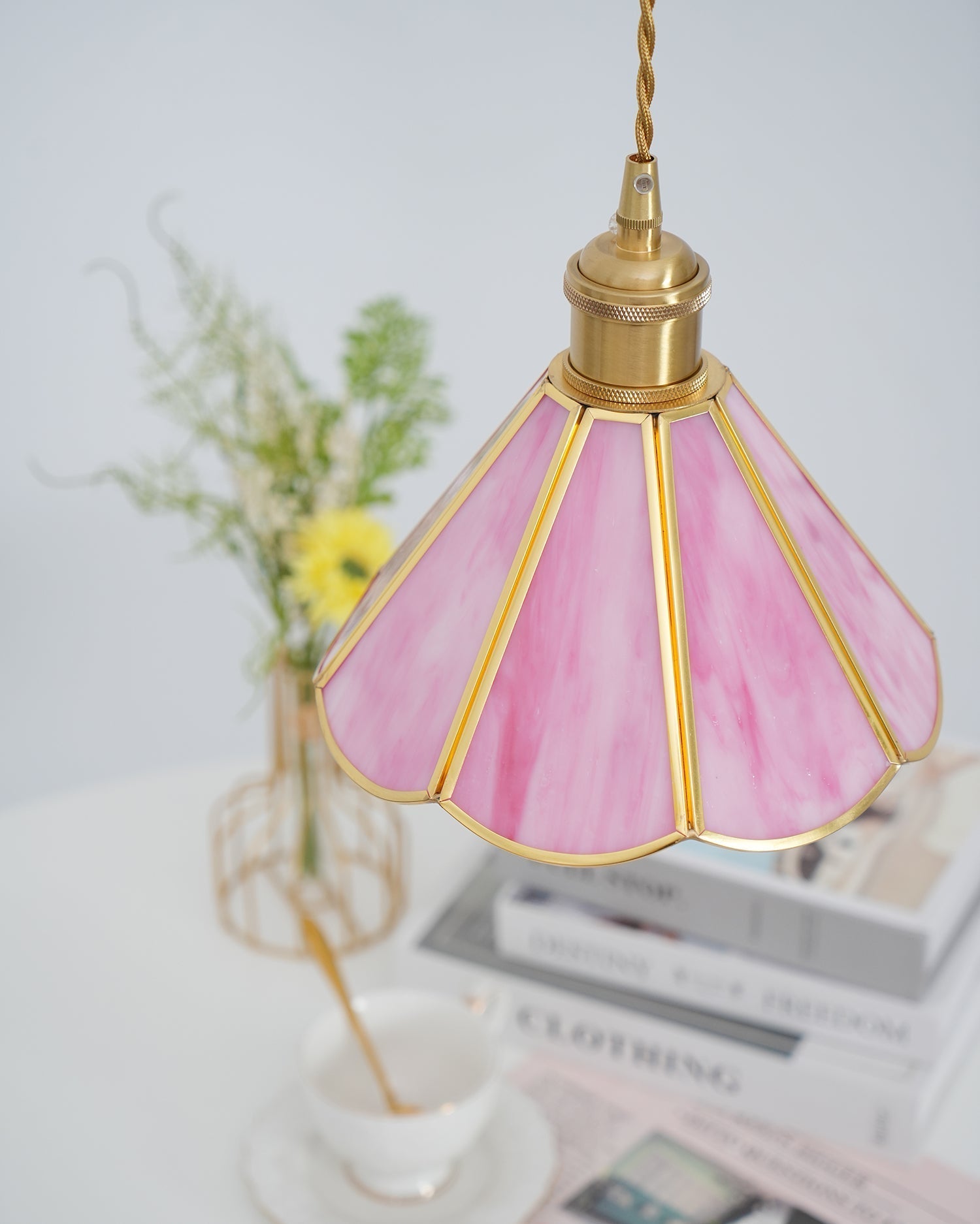 Lione Pink Stained Glass Pendant Light - Letslighting