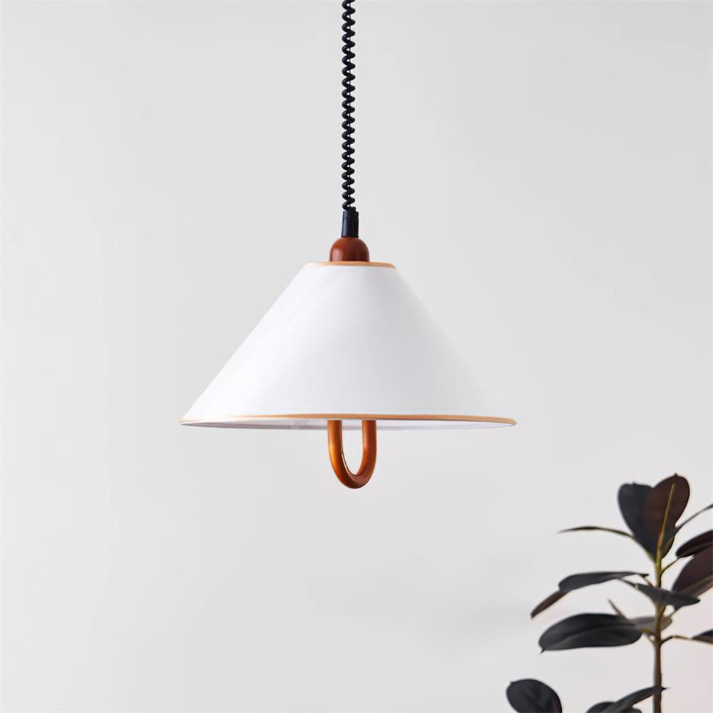 Makoto Suspension Lampe Tissu Cone Bois Réglable - Neutralighting
