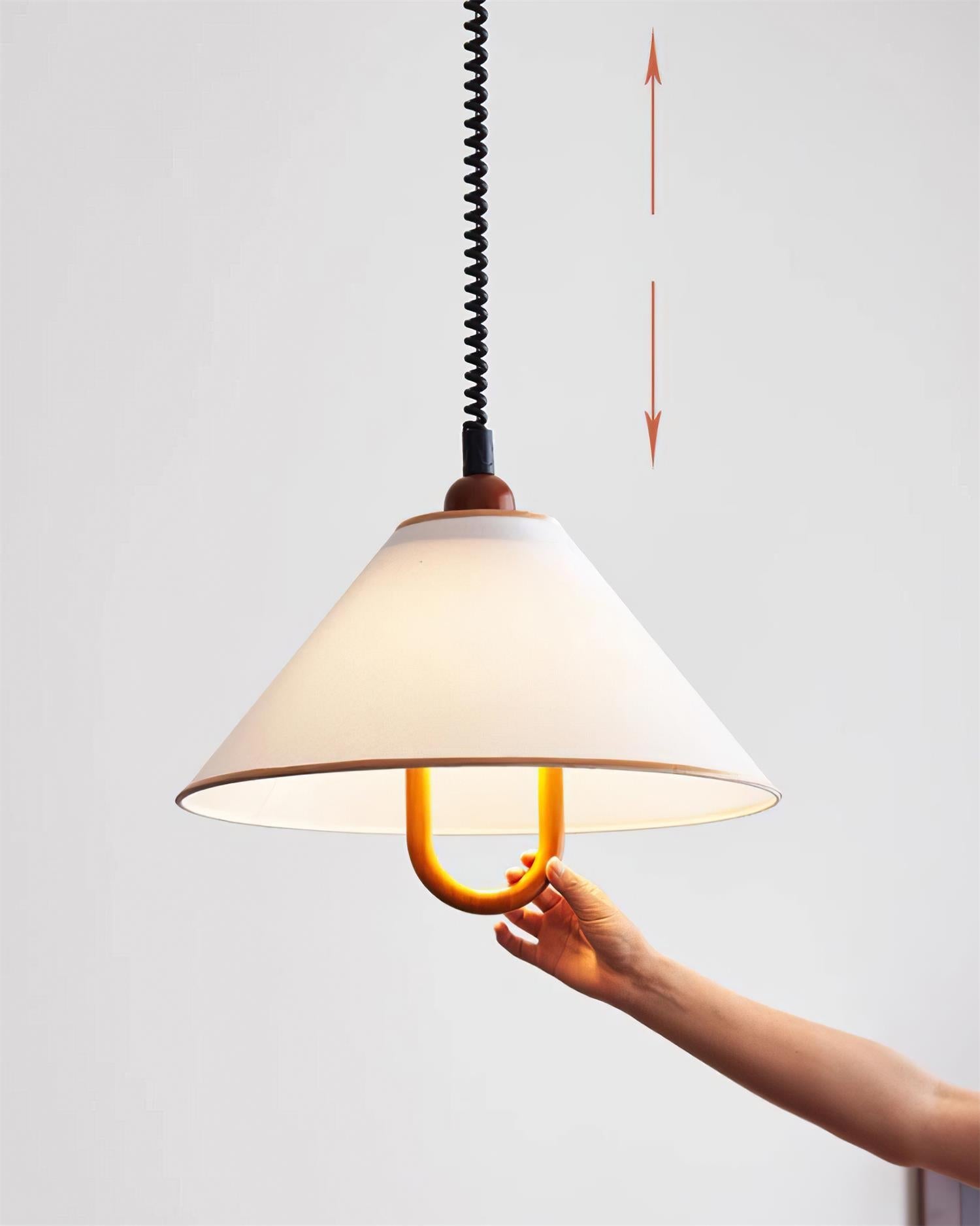 Makoto Suspension Lampe Tissu Cone Bois Réglable - Neutralighting