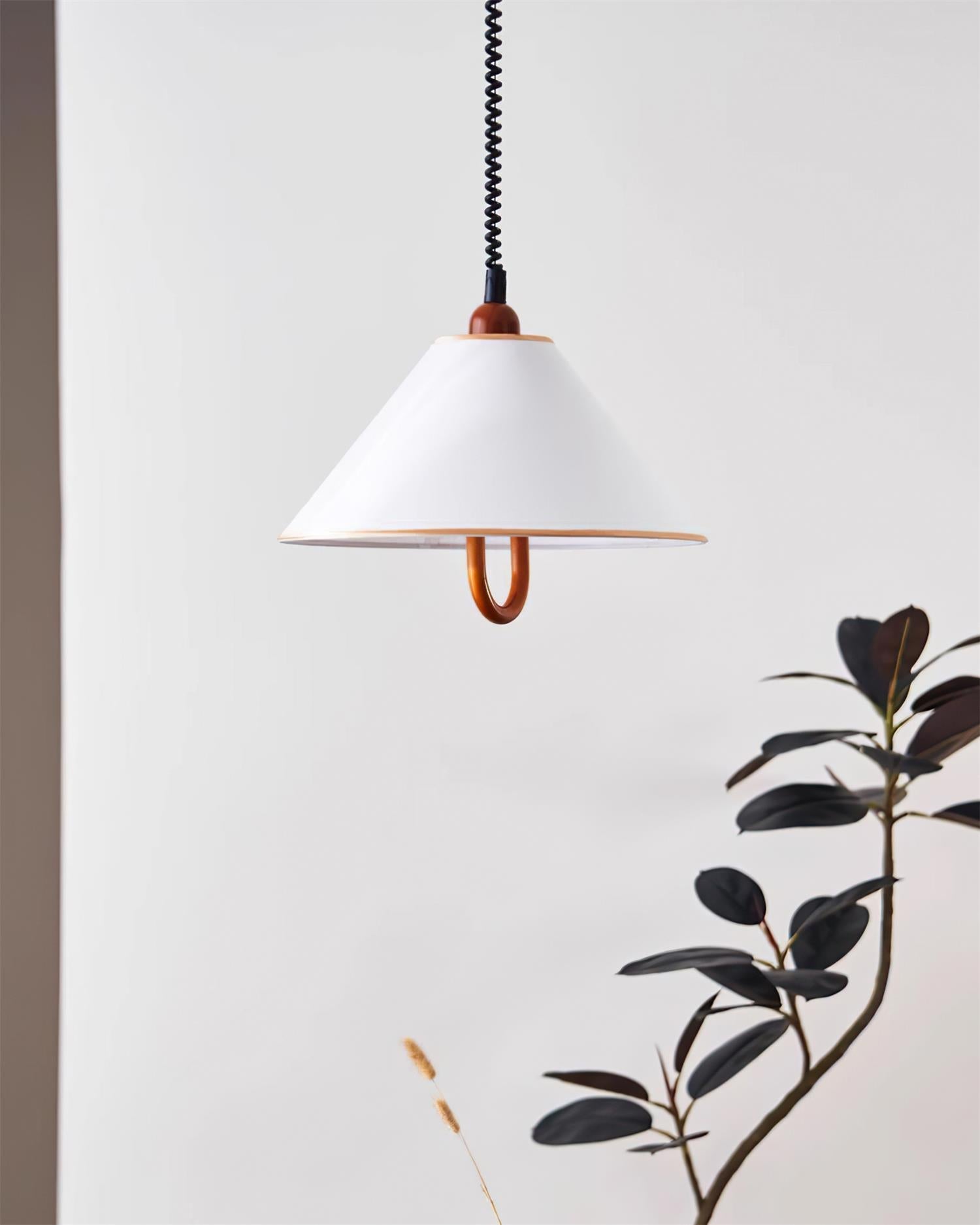 Makoto Suspension Lampe Tissu Cone Bois Réglable - Neutralighting