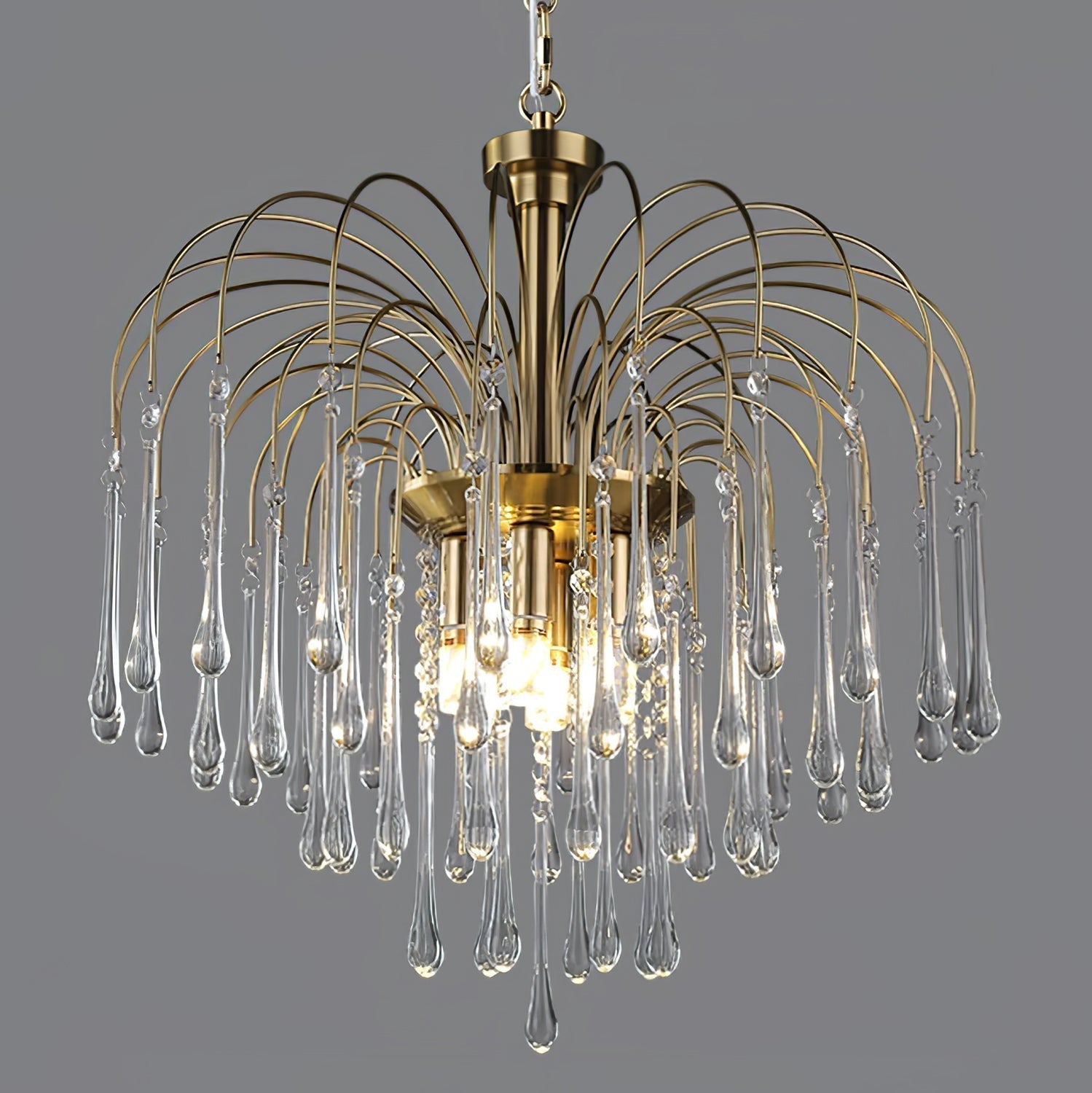 Lustra Chandelier Bras Dorés et Cristal - Neutralighting