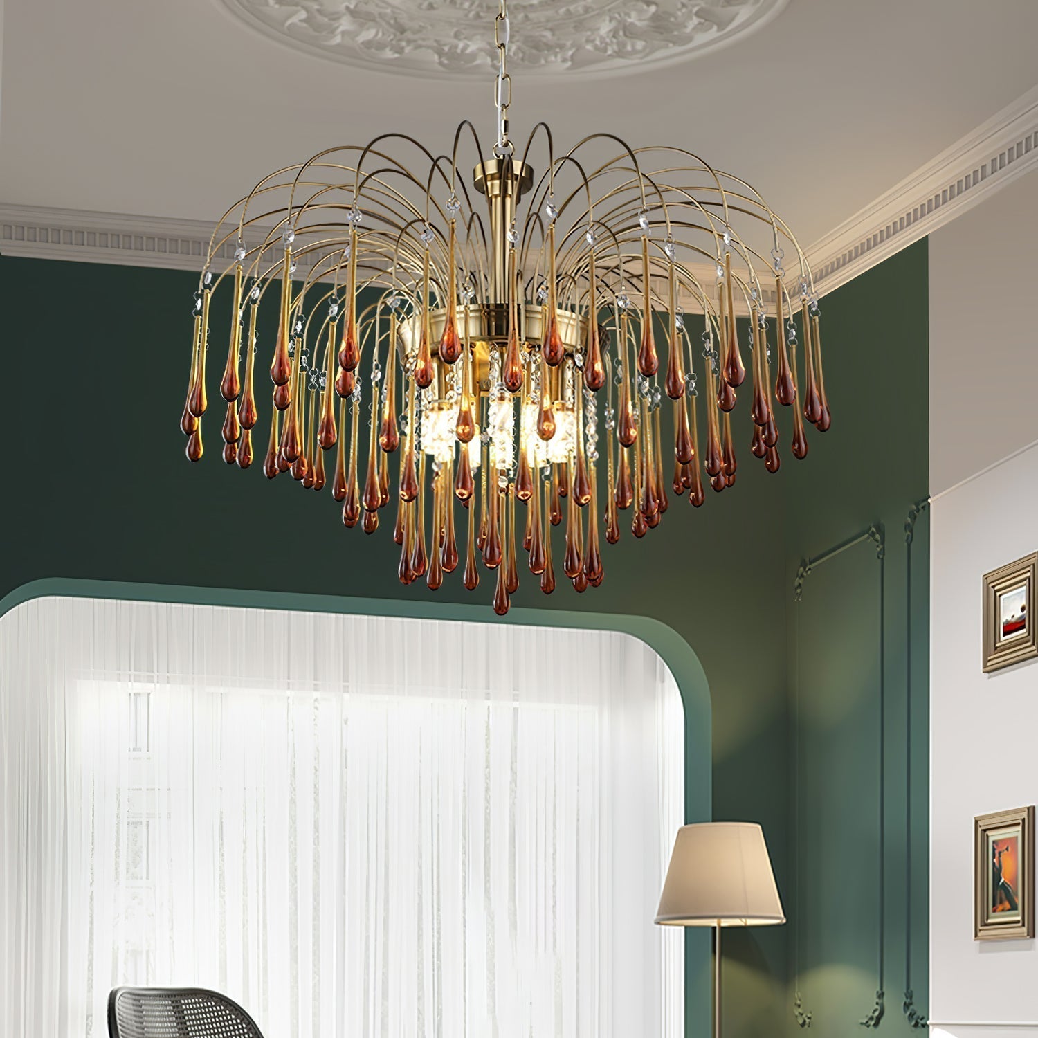 Lustra Chandelier Bras Dorés et Cristal - Neutralighting