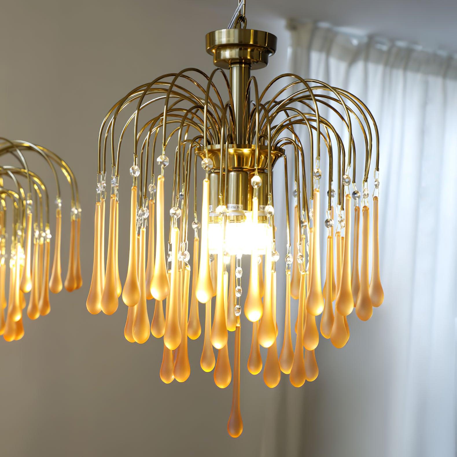 Lustra Chandelier Bras Dorés et Cristal - Neutralighting