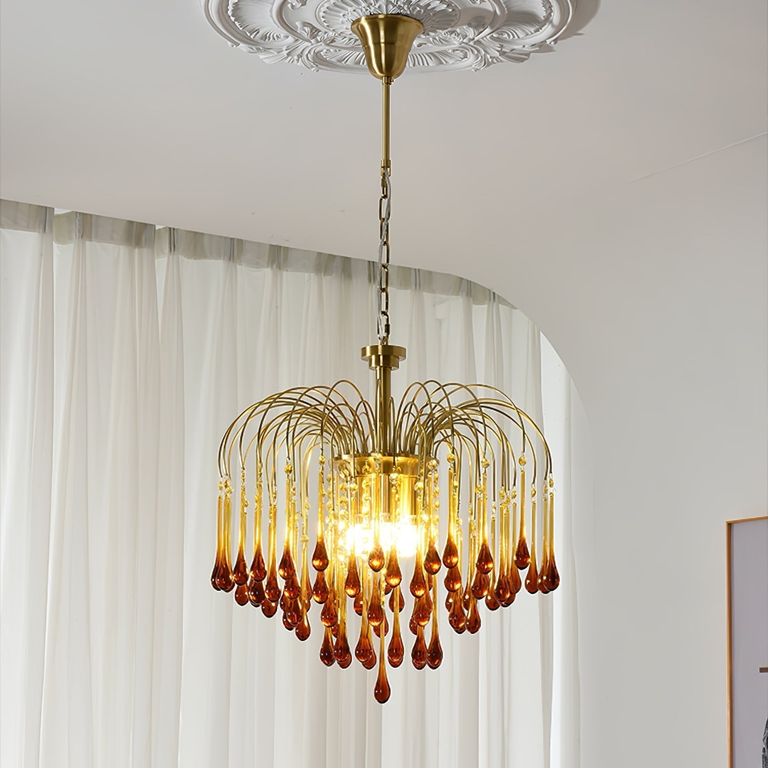 Lustra Chandelier Bras Dorés et Cristal - Neutralighting