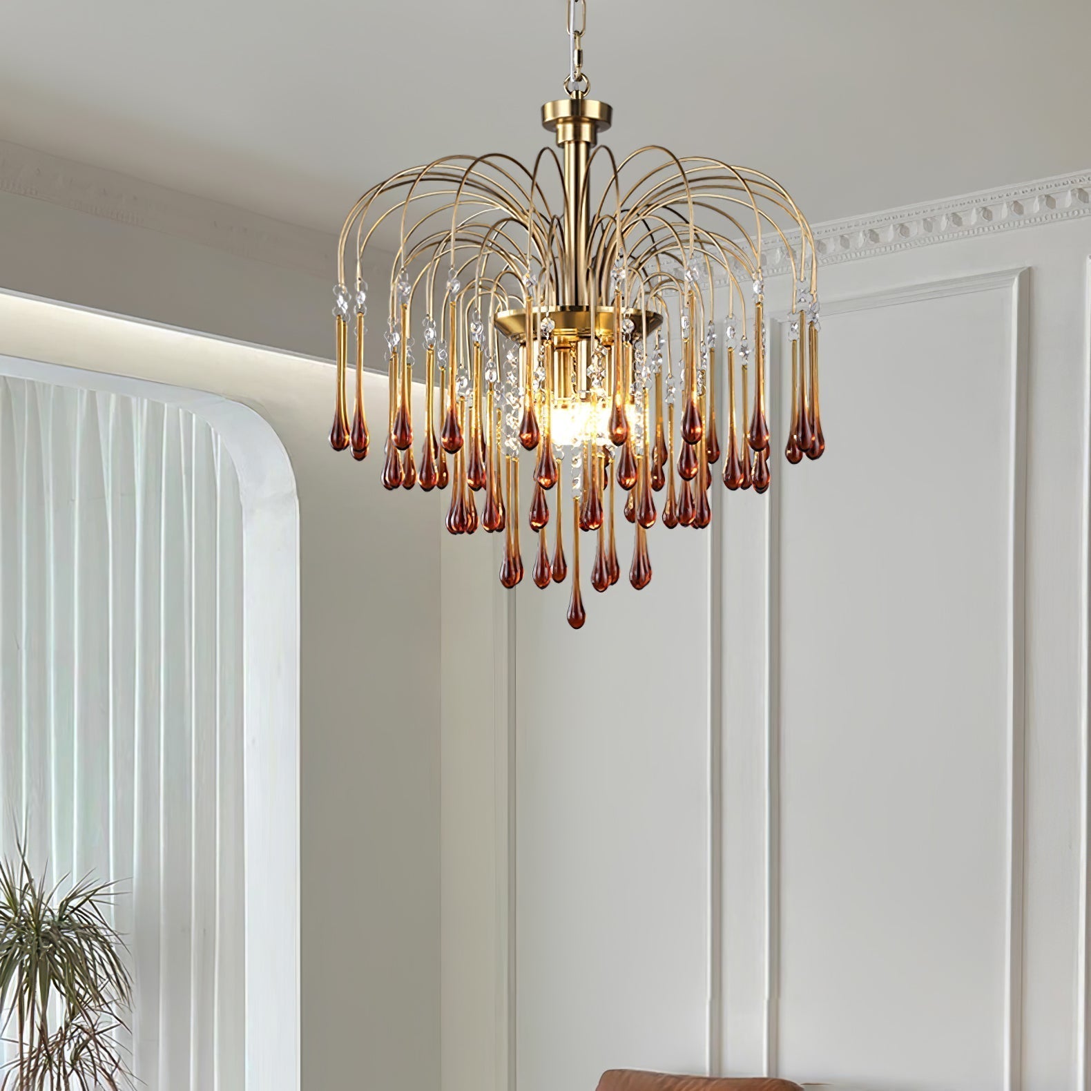 Lustra Chandelier Bras Dorés et Cristal - Neutralighting
