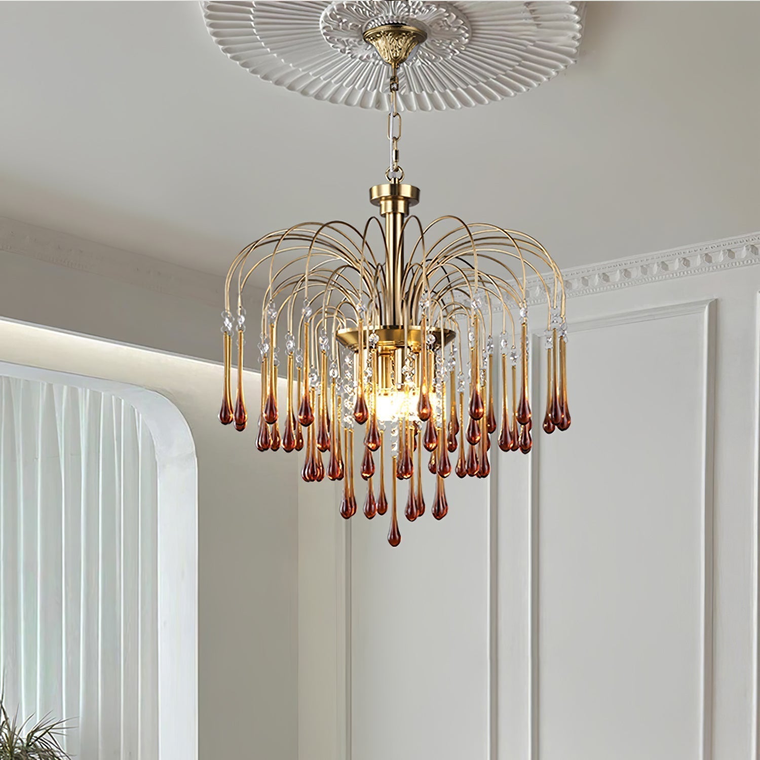 Lustra Chandelier Bras Dorés et Cristal - Neutralighting