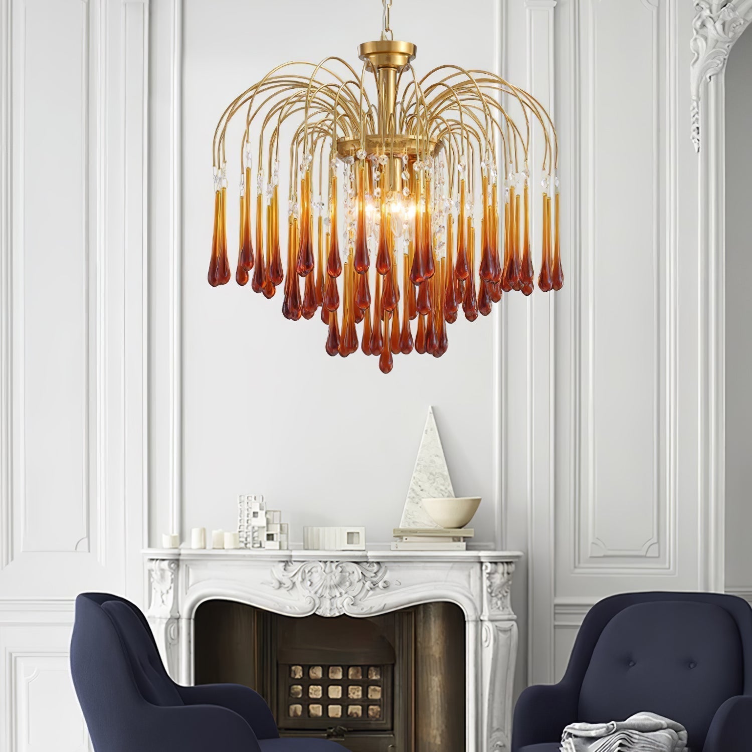 Lustra Chandelier Bras Dorés et Cristal - Neutralighting