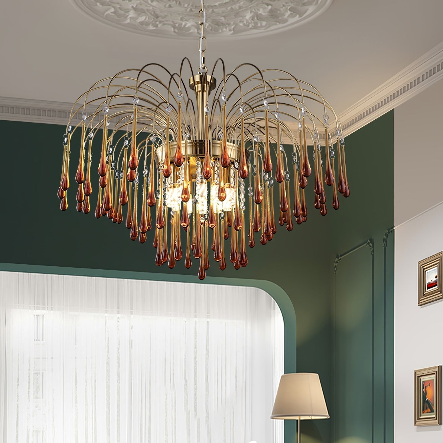 Lustra Chandelier Bras Dorés et Cristal - Neutralighting