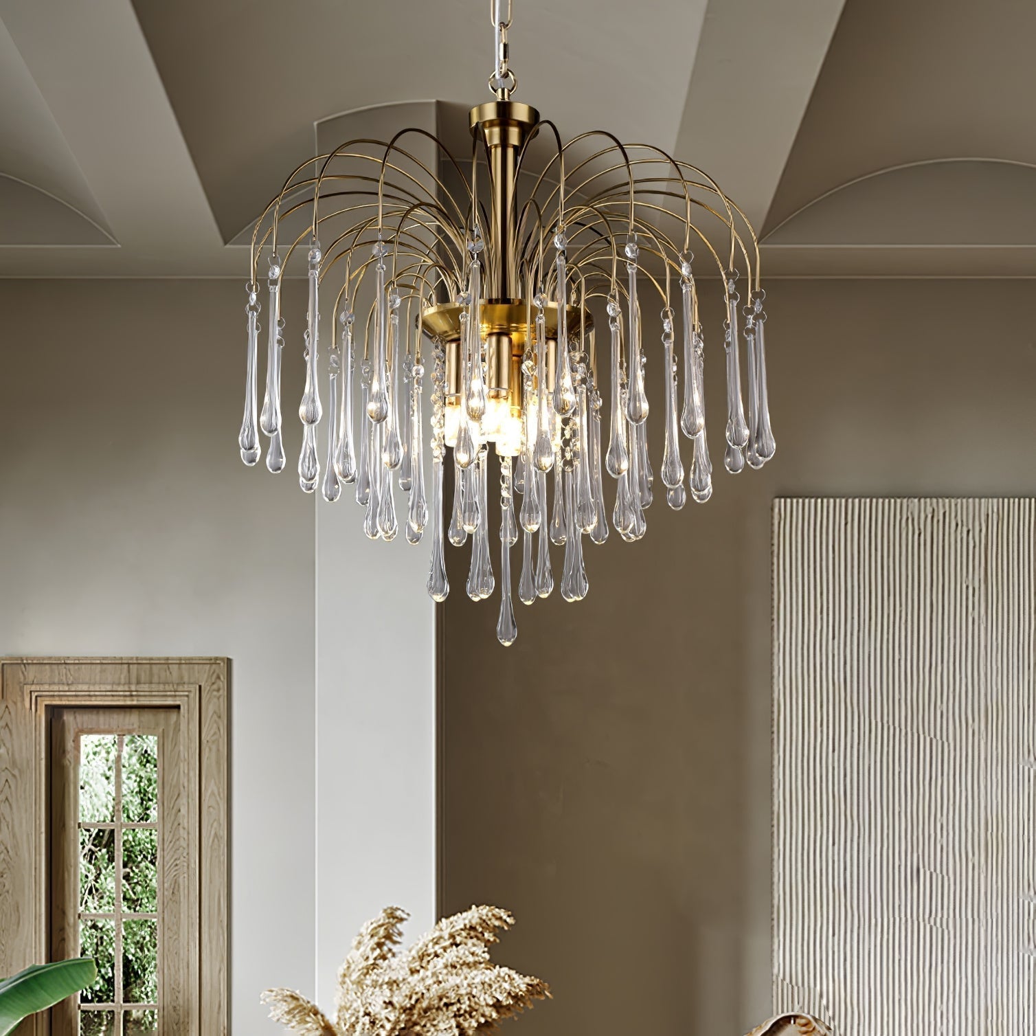 Lustra Chandelier Bras Dorés et Cristal - Neutralighting