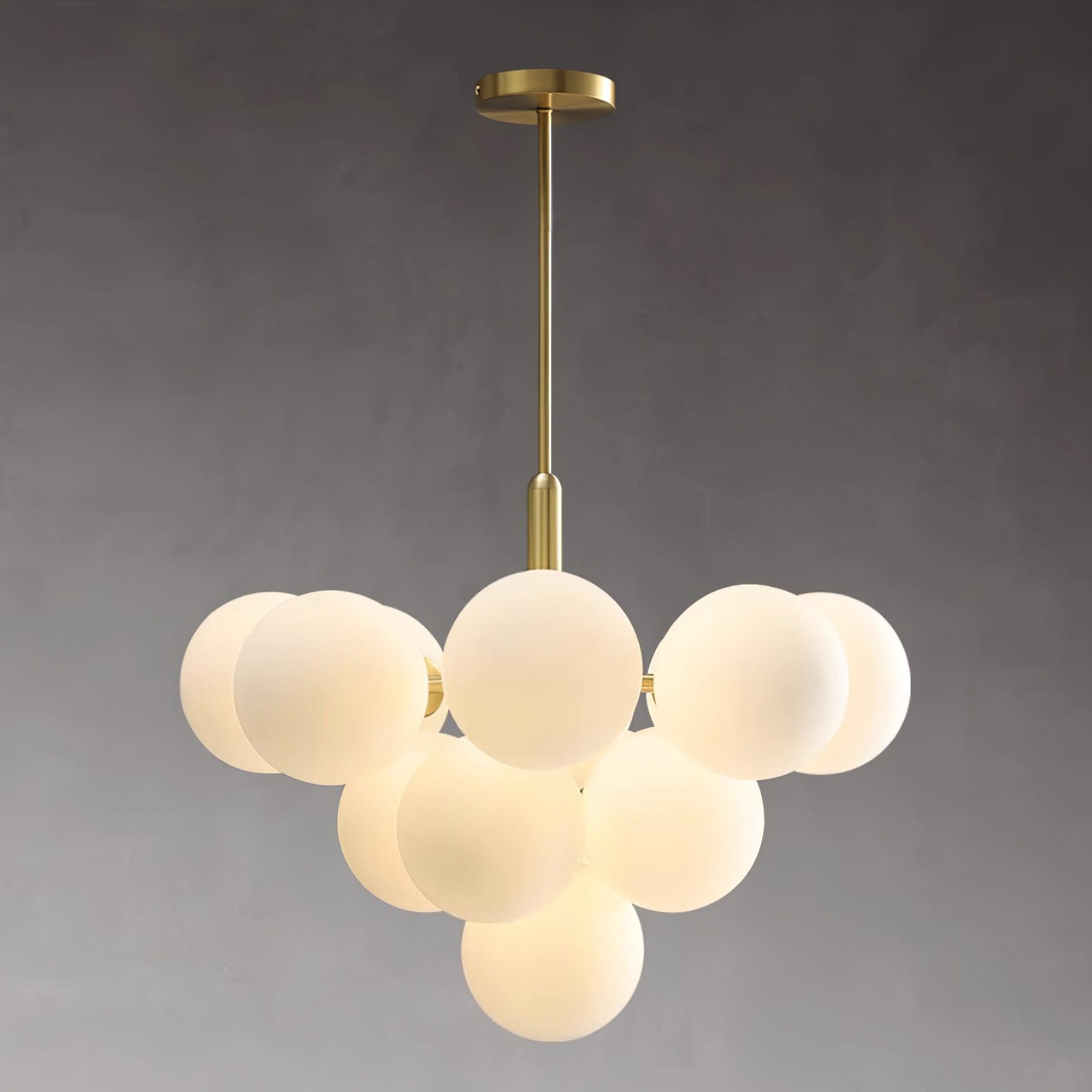 Lustre Globe en Verre Cluster Cadre en Laiton Moderne Minimaliste pour Maison - Neutralighting