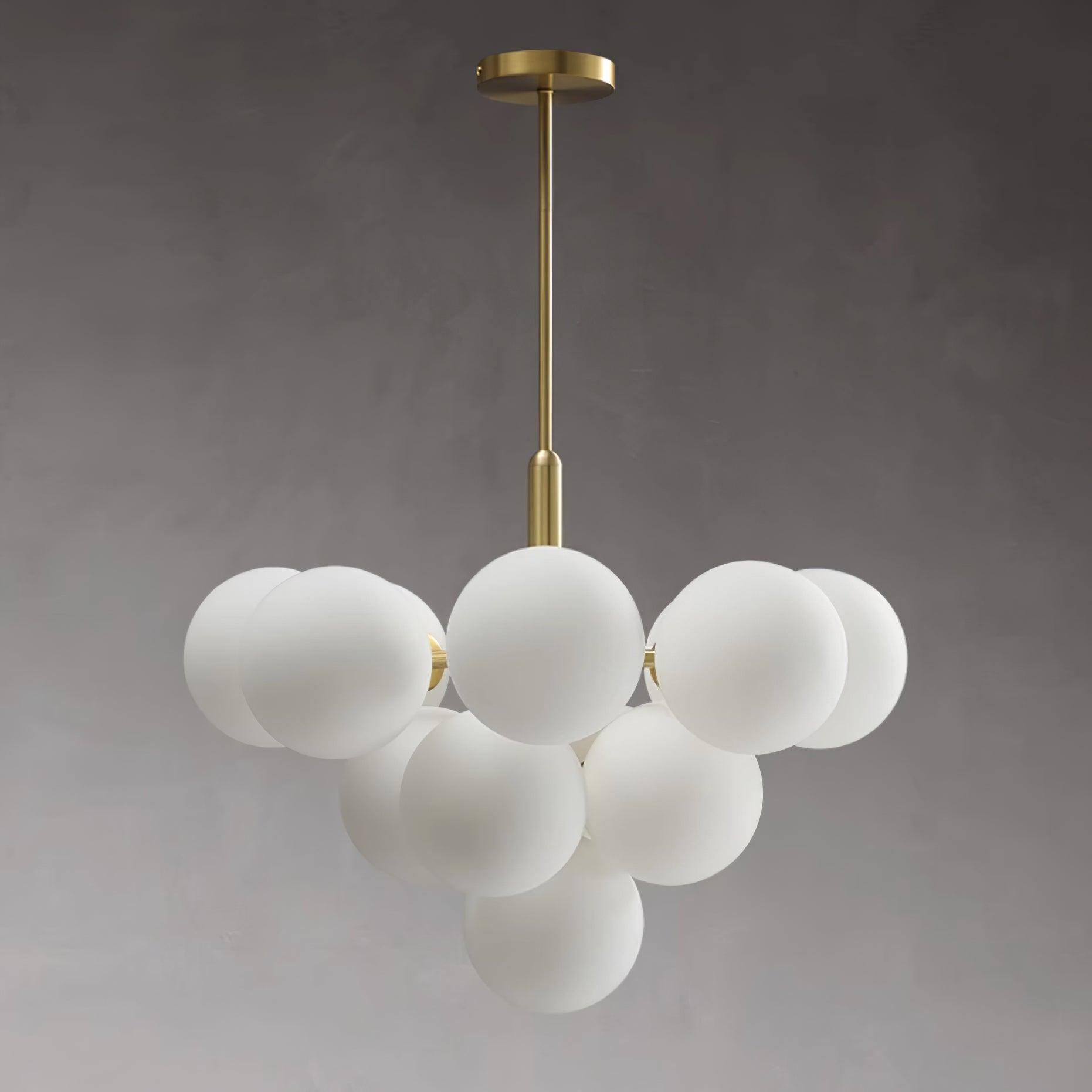 Lustre Globe en Verre Cluster Cadre en Laiton Moderne Minimaliste pour Maison - Neutralighting