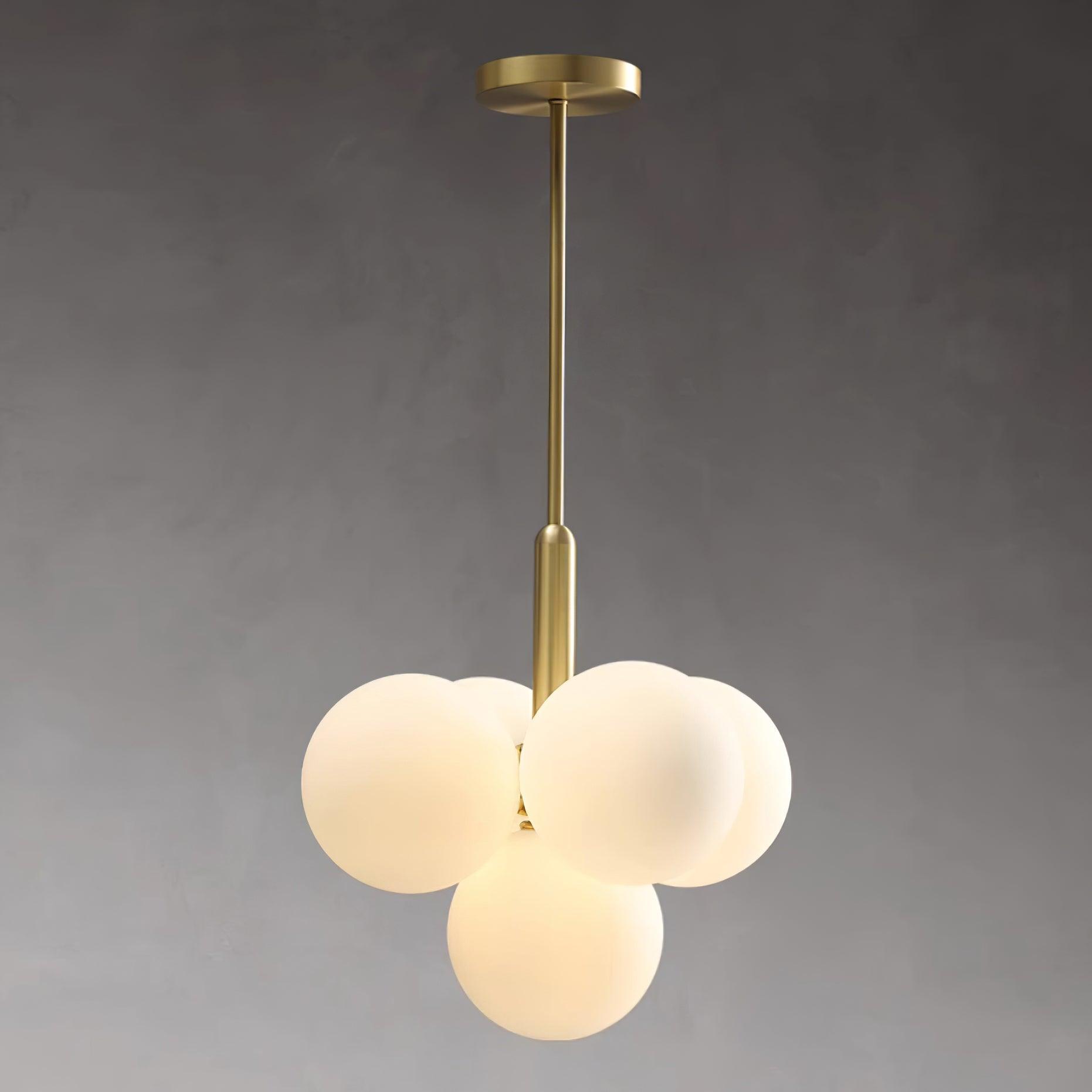 Lustre Globe en Verre Cluster Cadre en Laiton Moderne Minimaliste pour Maison - Neutralighting
