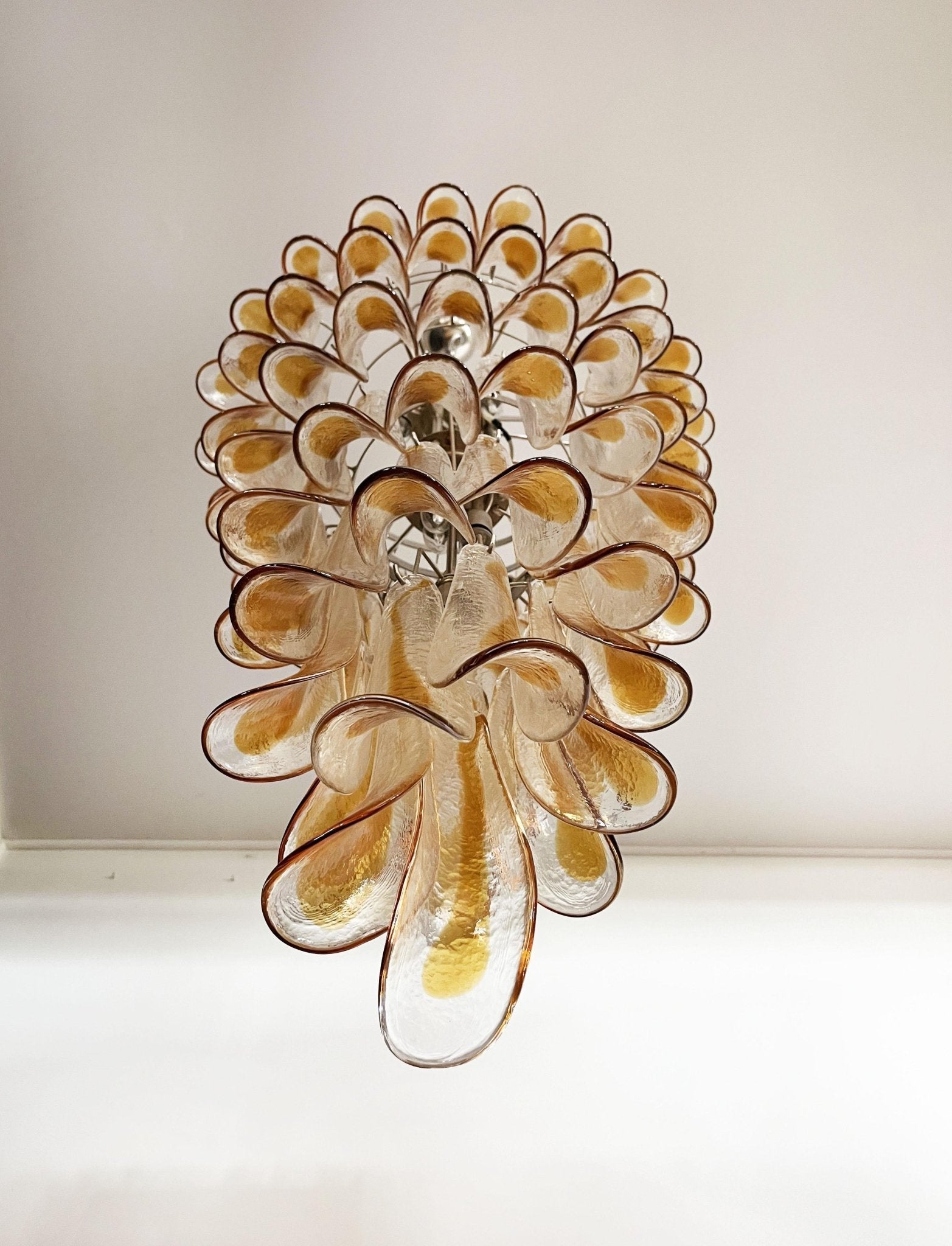 Aurora Chandelier Gold Murano Glass Petals Layered Cascading - Letslighting