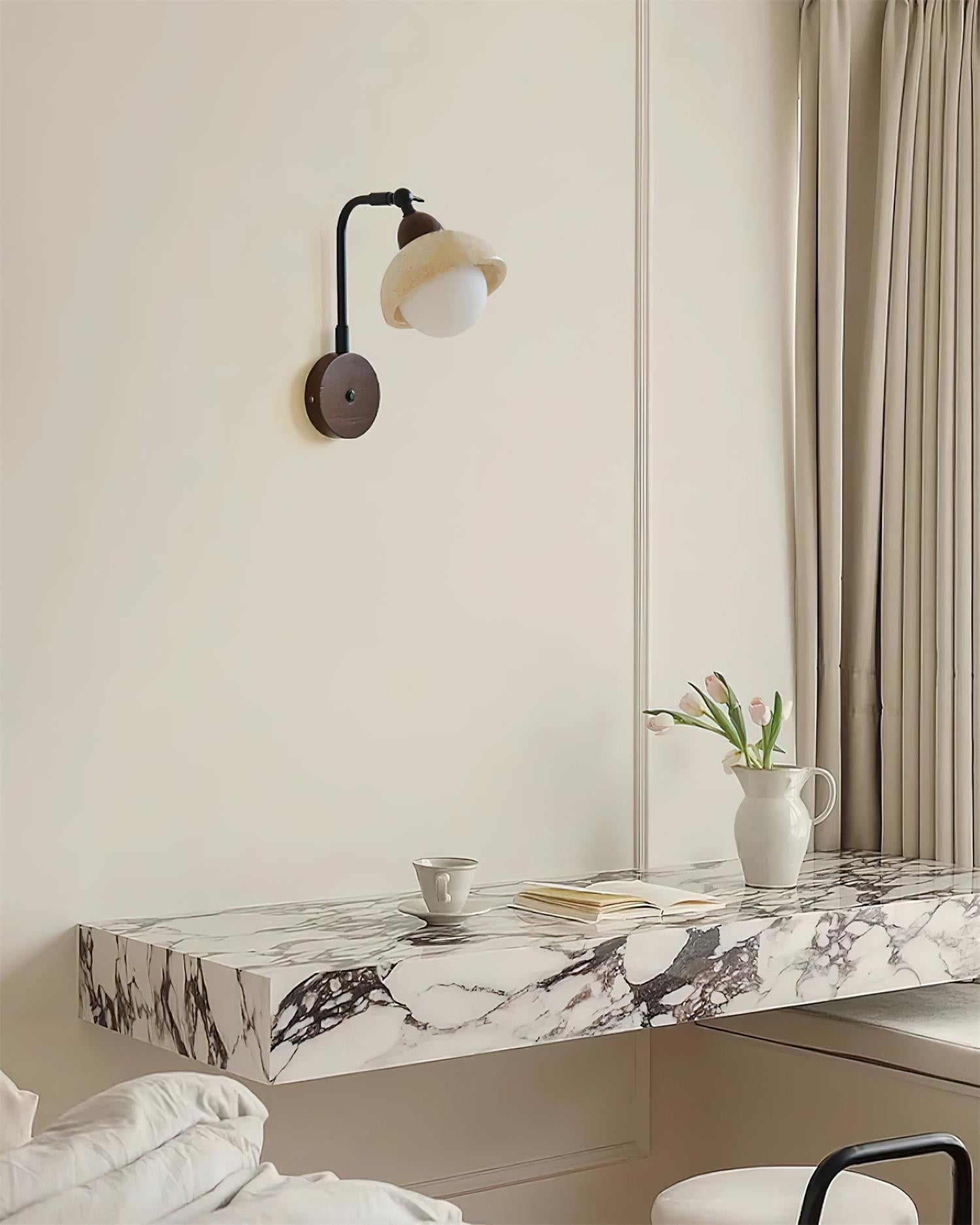 Solaro Applique Murale Travertin Blanc Globe Opalescent - Neutralighting