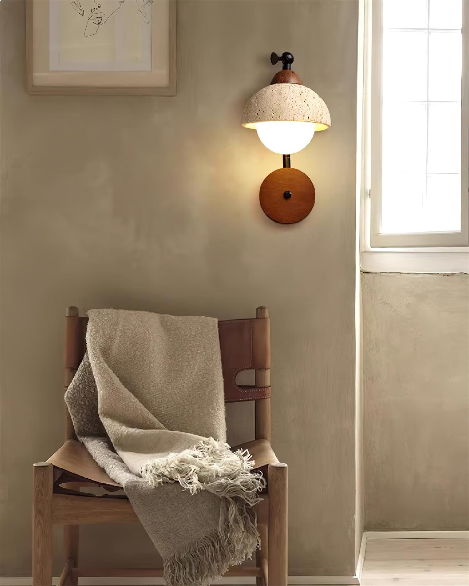 Solaro Applique Murale Travertin Blanc Globe Opalescent - Neutralighting