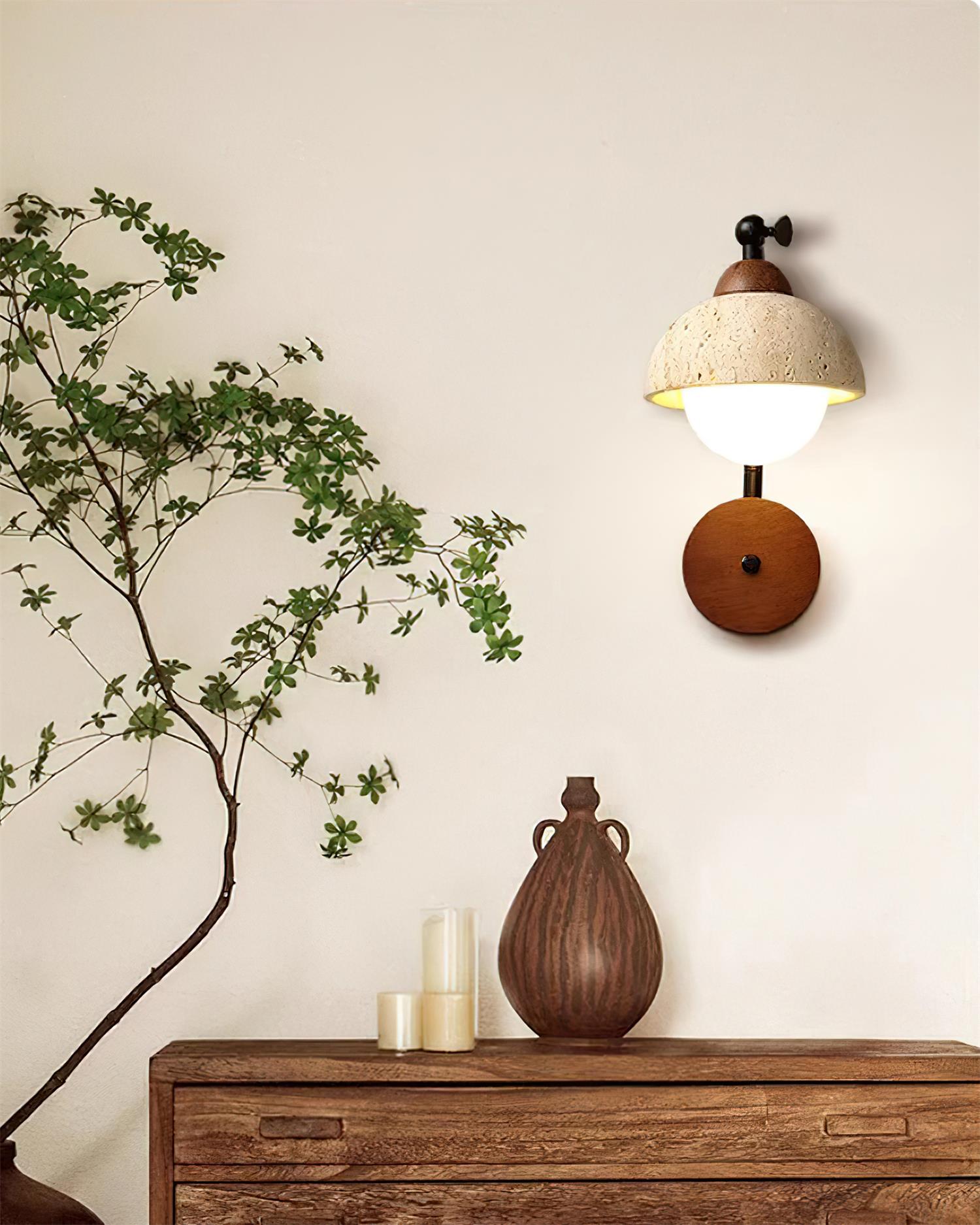 Solaro Applique Murale Travertin Blanc Globe Opalescent - Neutralighting