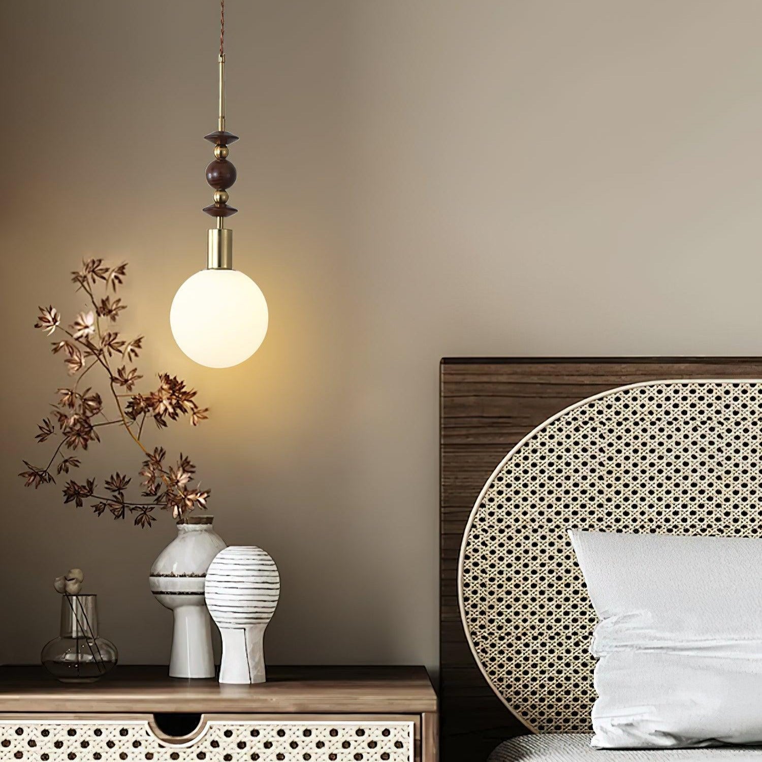 Norn Suspension Verre Perles en Bois - Neutralighting